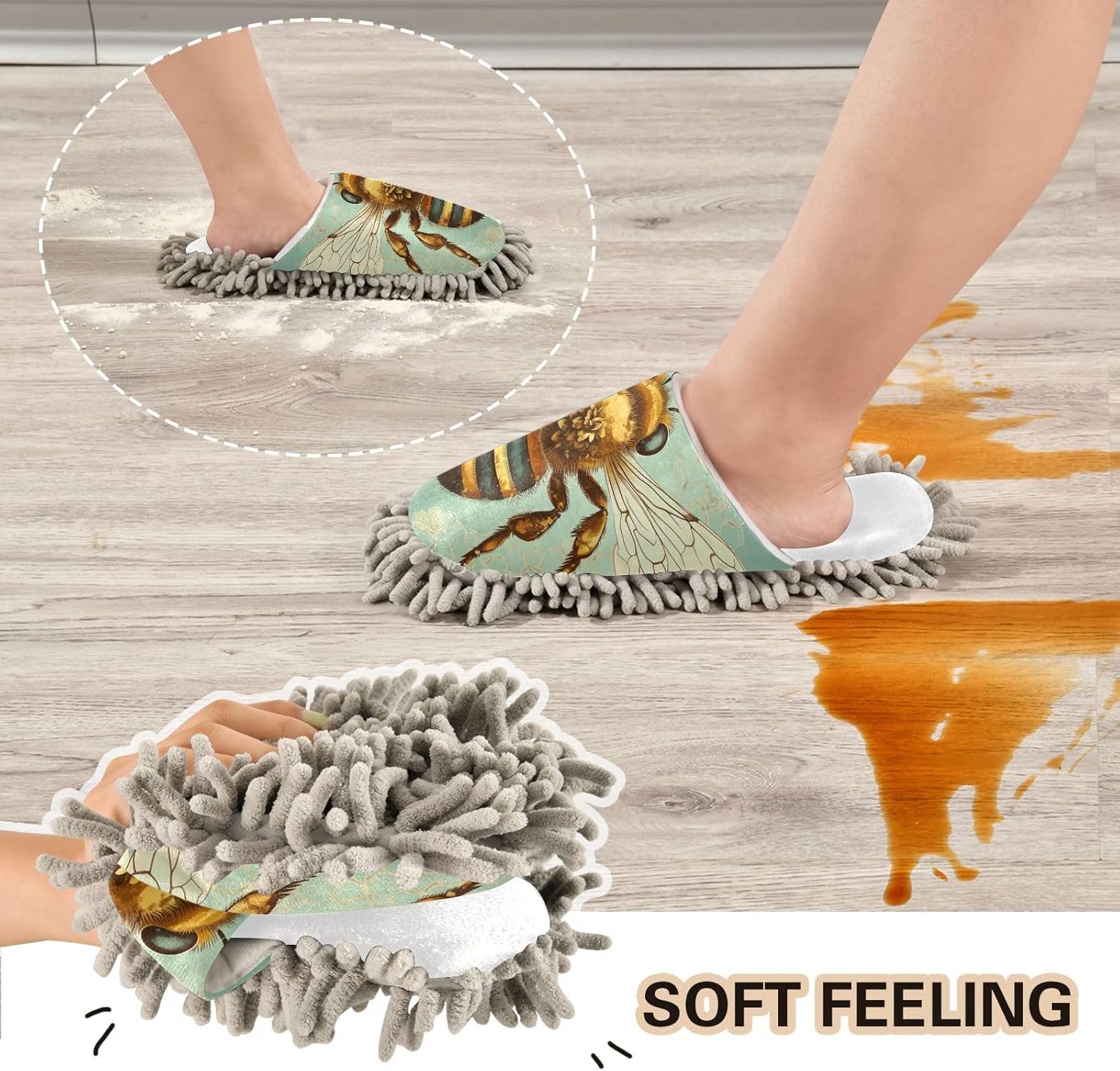 Luxurious White Mop Slippers