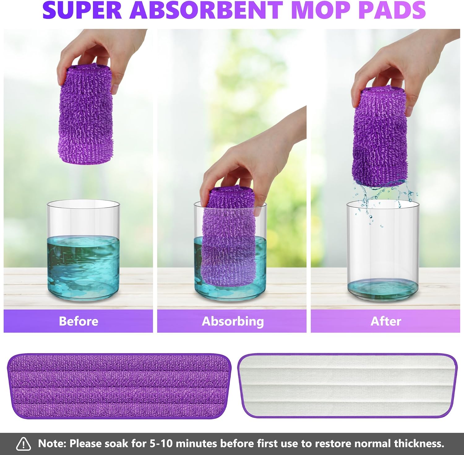 ILAVCOOL 6-Pack Reusable Mop Pads for Swiffer PowerMop Wood Floors