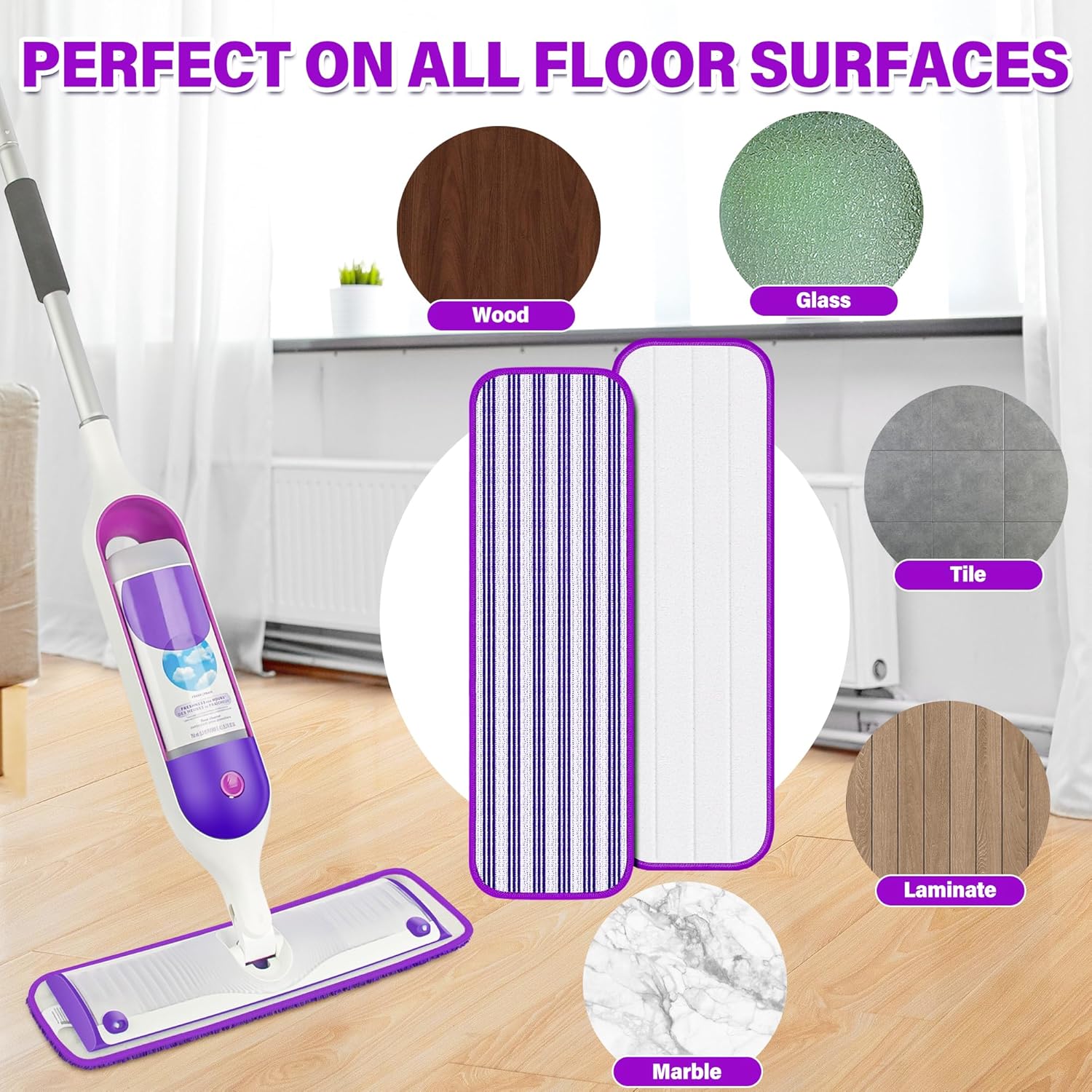 Fast machine washable microfiber mop pads for Swiffer PowerMop