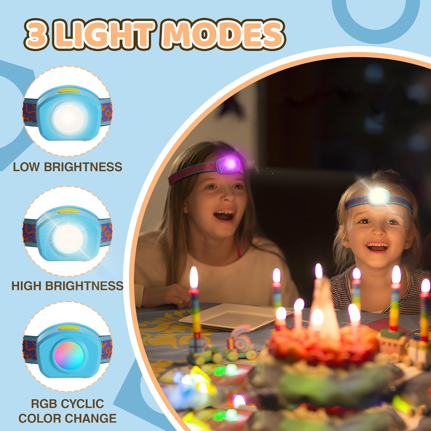 16-Piece LED Flashlight Set Rechargeable Kids Headlamp for Camping