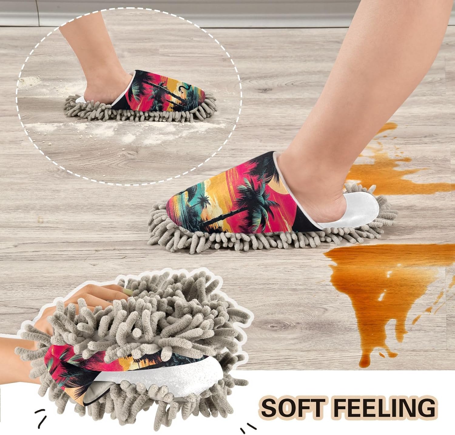 RunningBear White Tropical Flamingo Mop Slippers