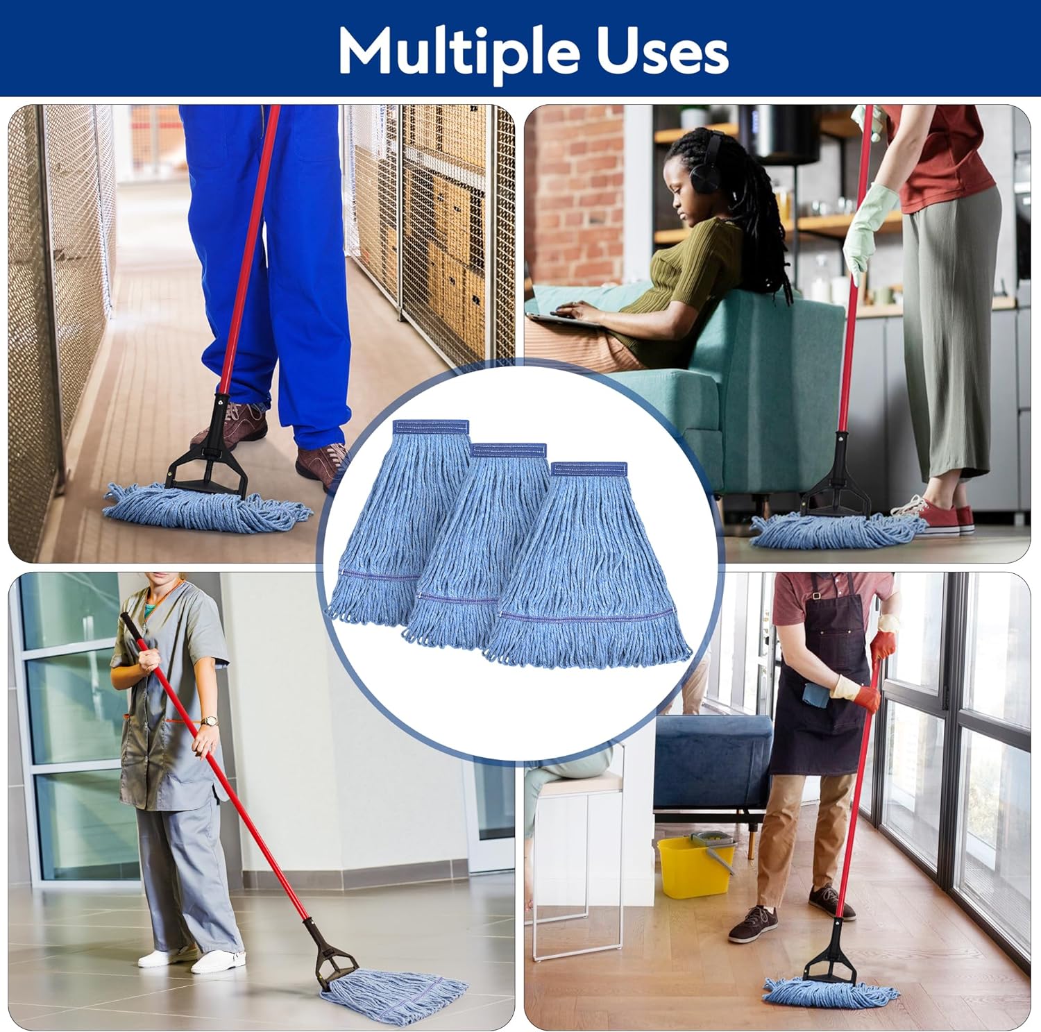 Heavy Duty Mop Head - Blue Cotton Loop