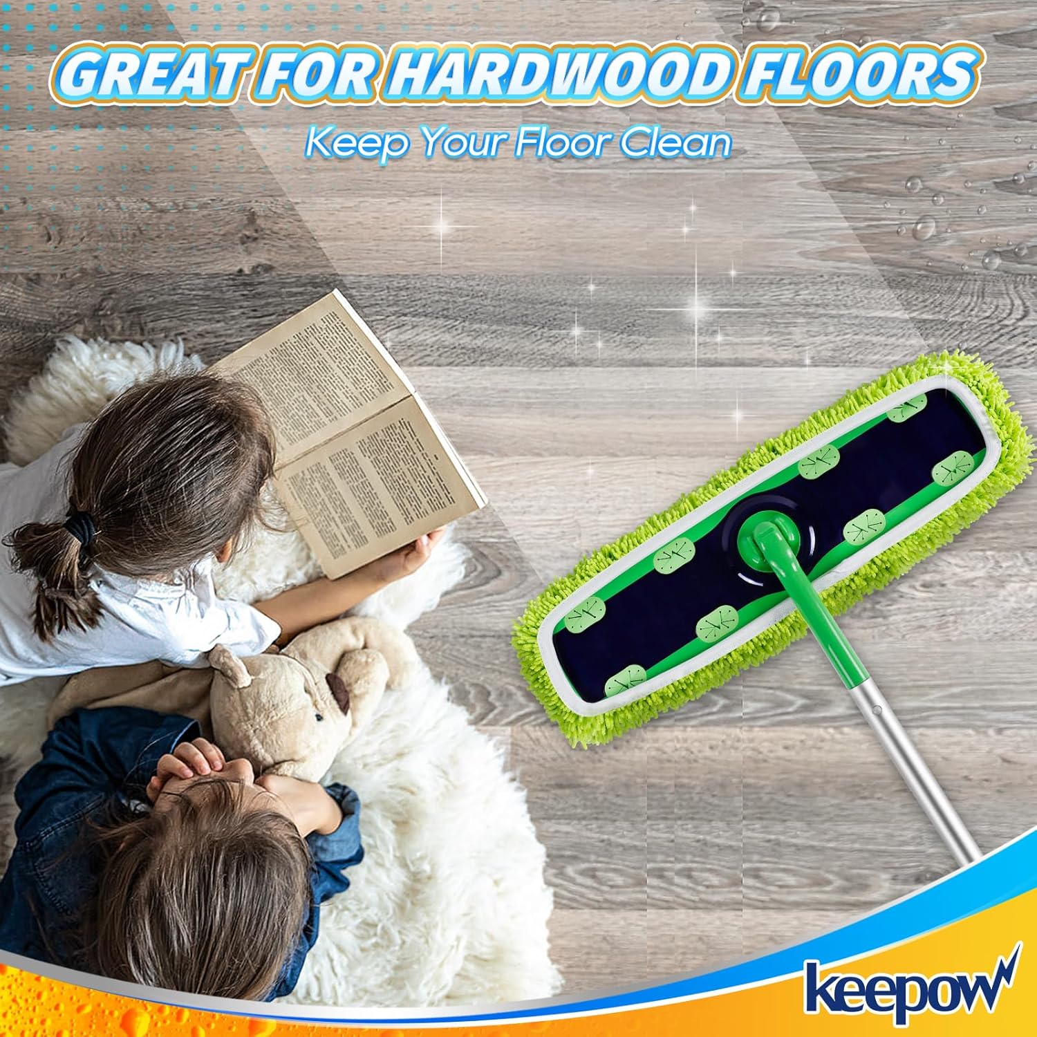 KEEPOW Reusable XL Mop Pads for Swiffer XL Sweeper