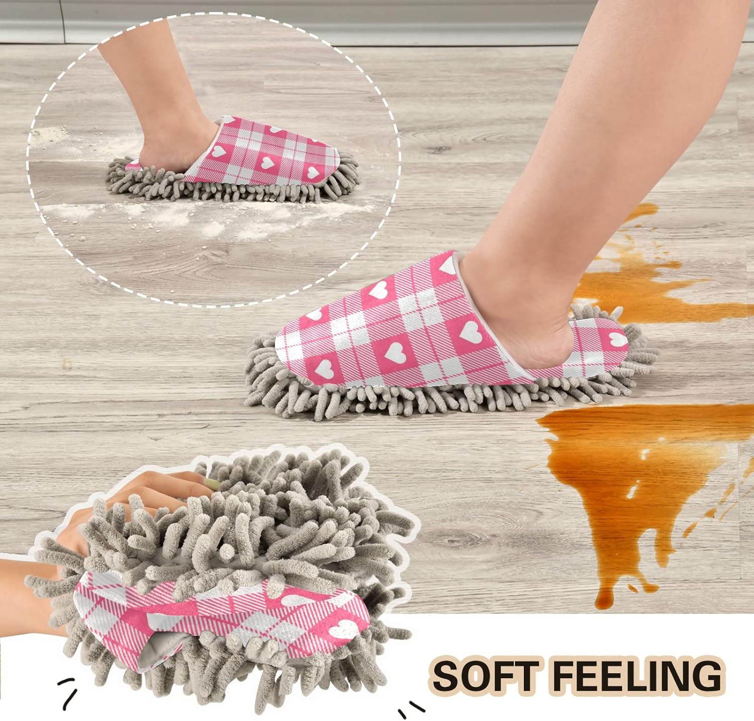 Valentines Day Microfiber Cleaning Slippers