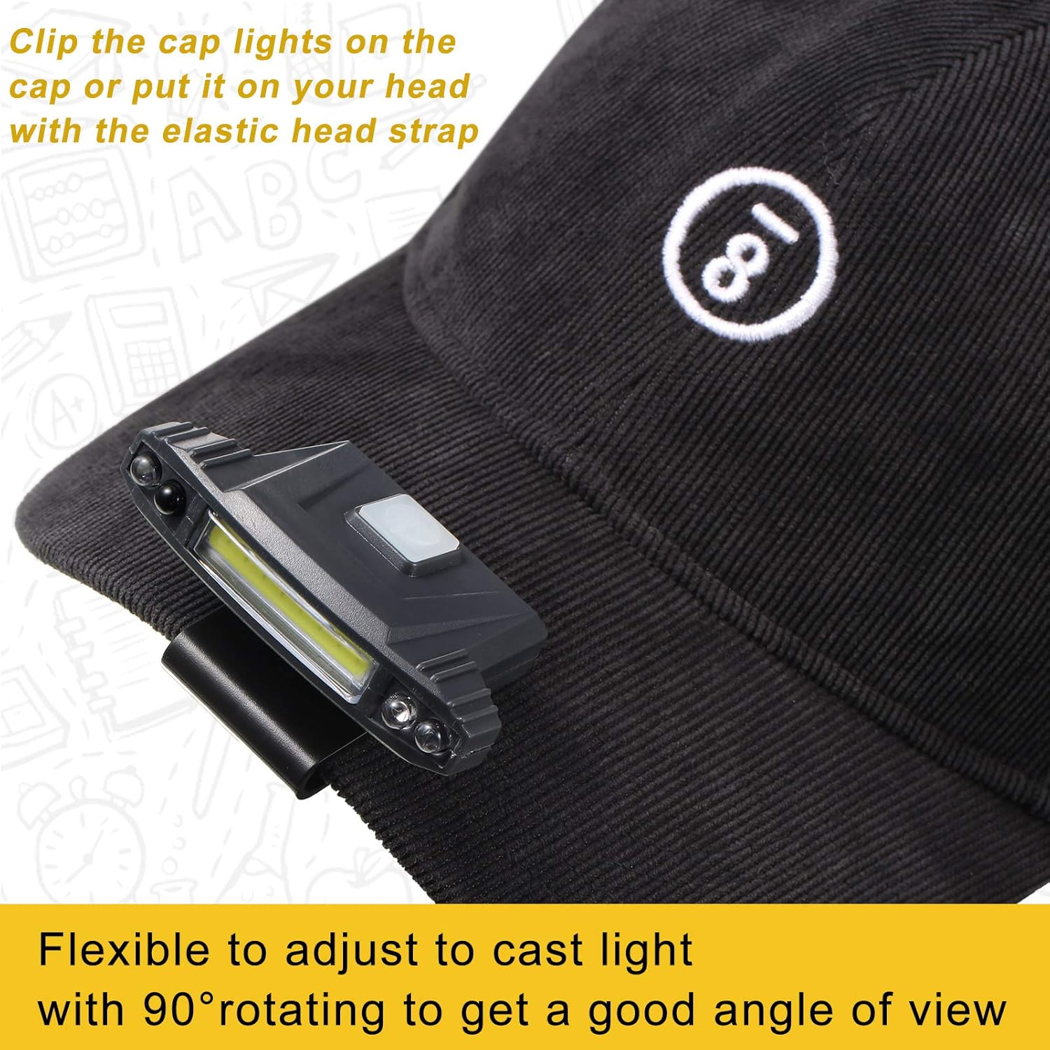 Mudder 2 Pieces Mini LED Clip-on Cap Light