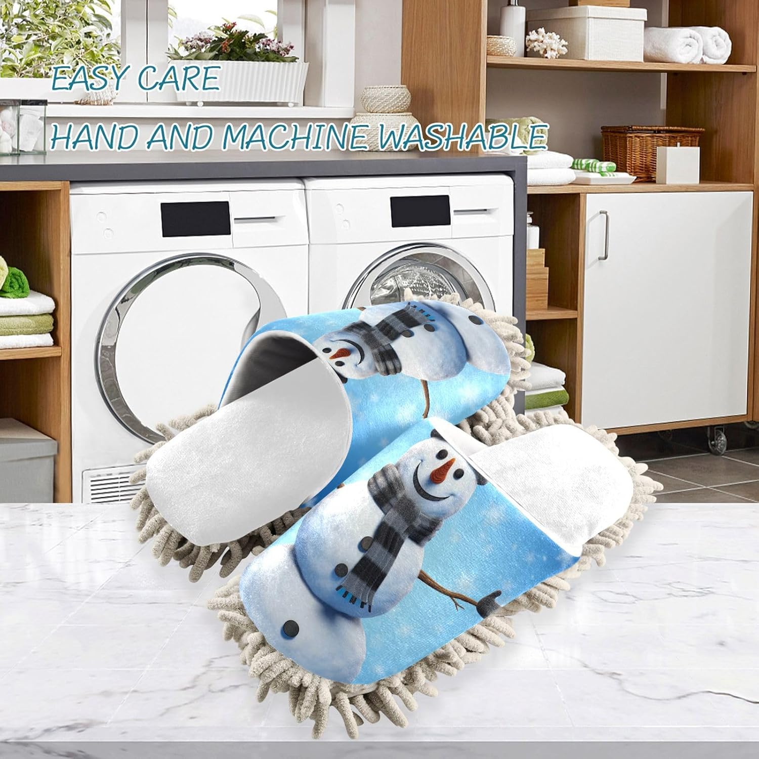 Cozy Snowman Mop Slippers for Office Home
