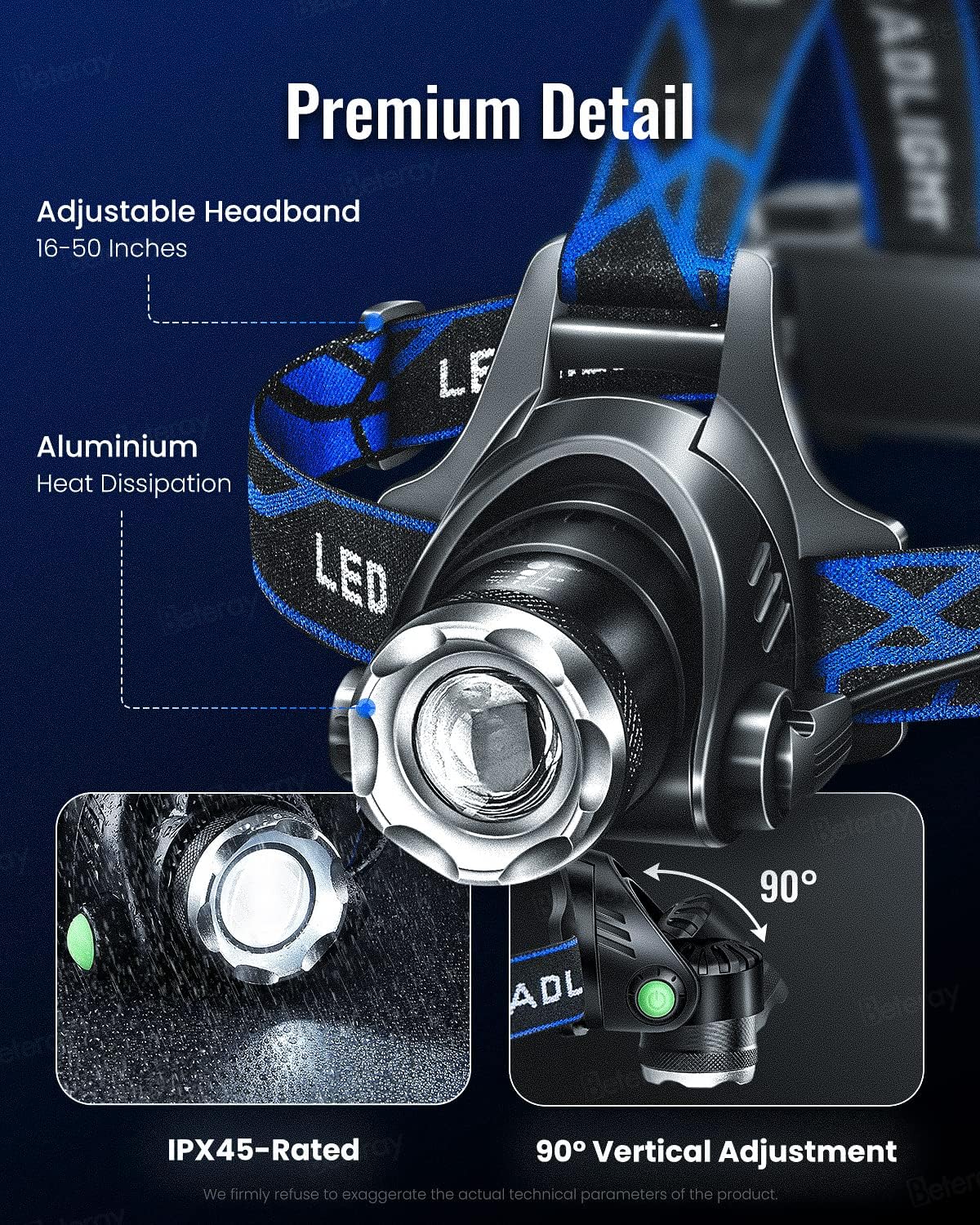 2-Pack Rechargeable Headlamp with 800 Lumens T6 LEDs