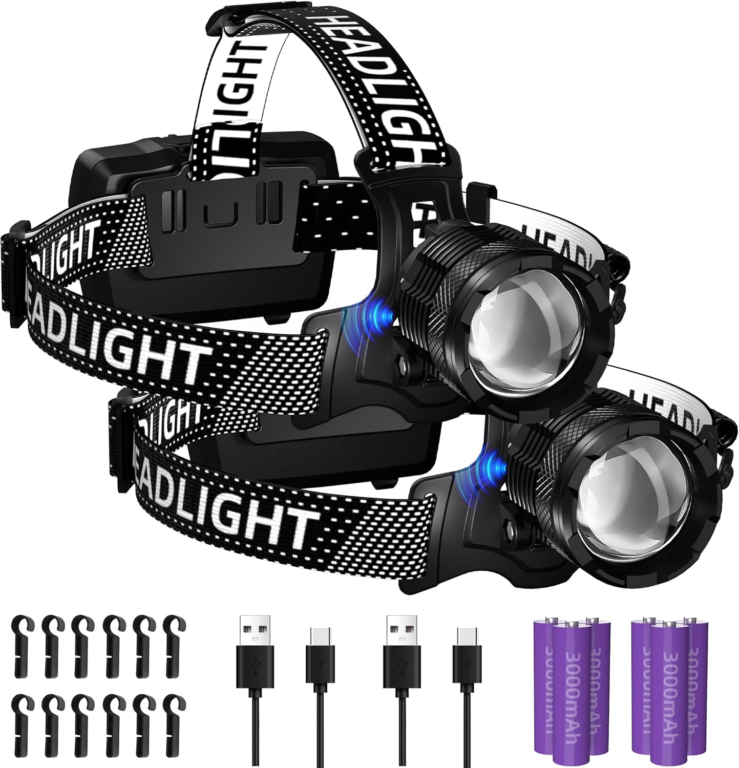 Zmoon 100000LM Rechargeable LED Headlamp