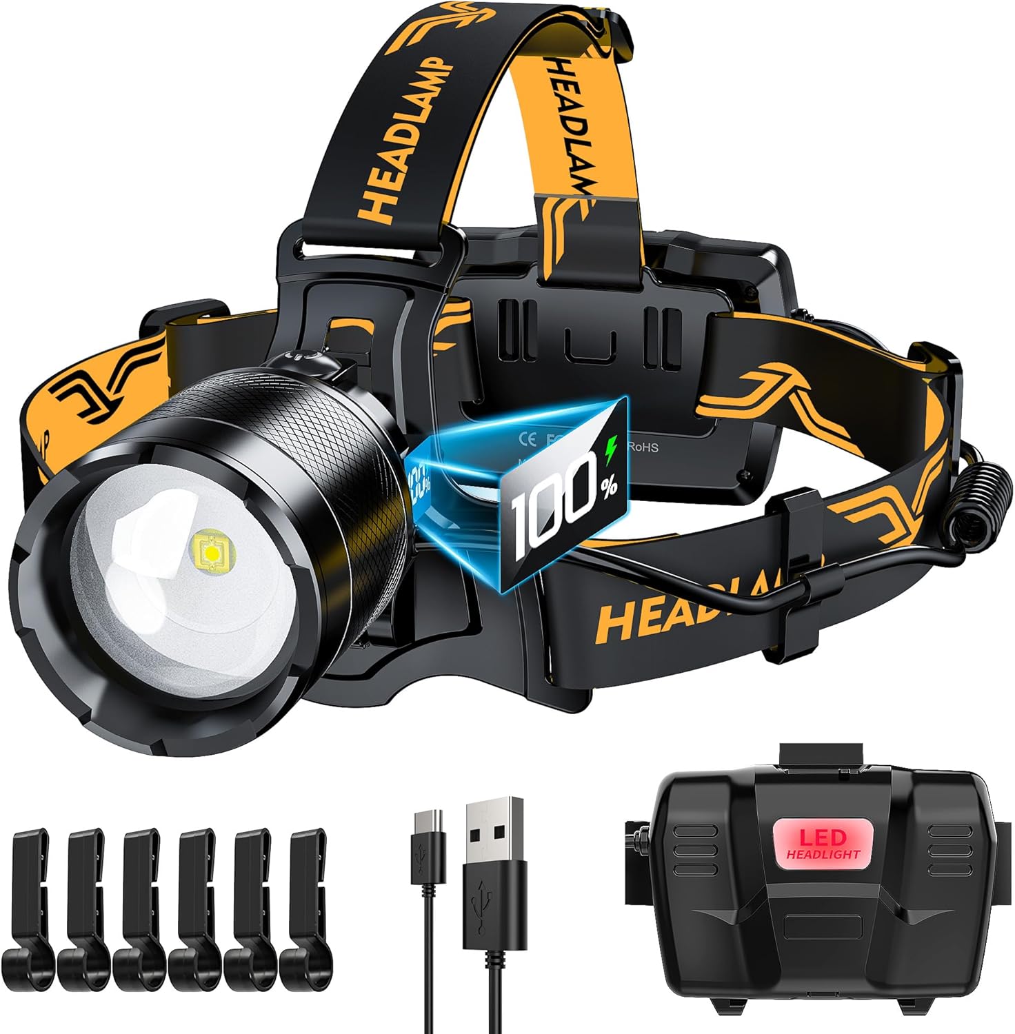The XILUO 150000 LM Rechargeable Headlamp