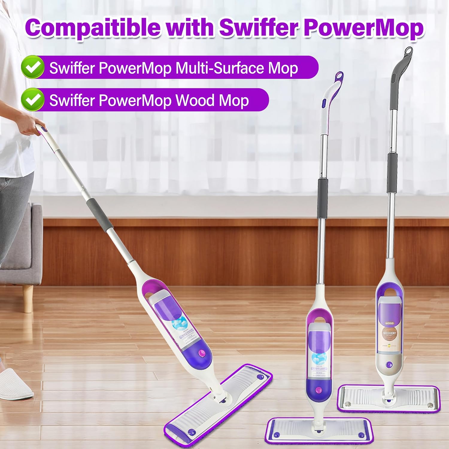 Fast machine washable microfiber mop pads for Swiffer PowerMop