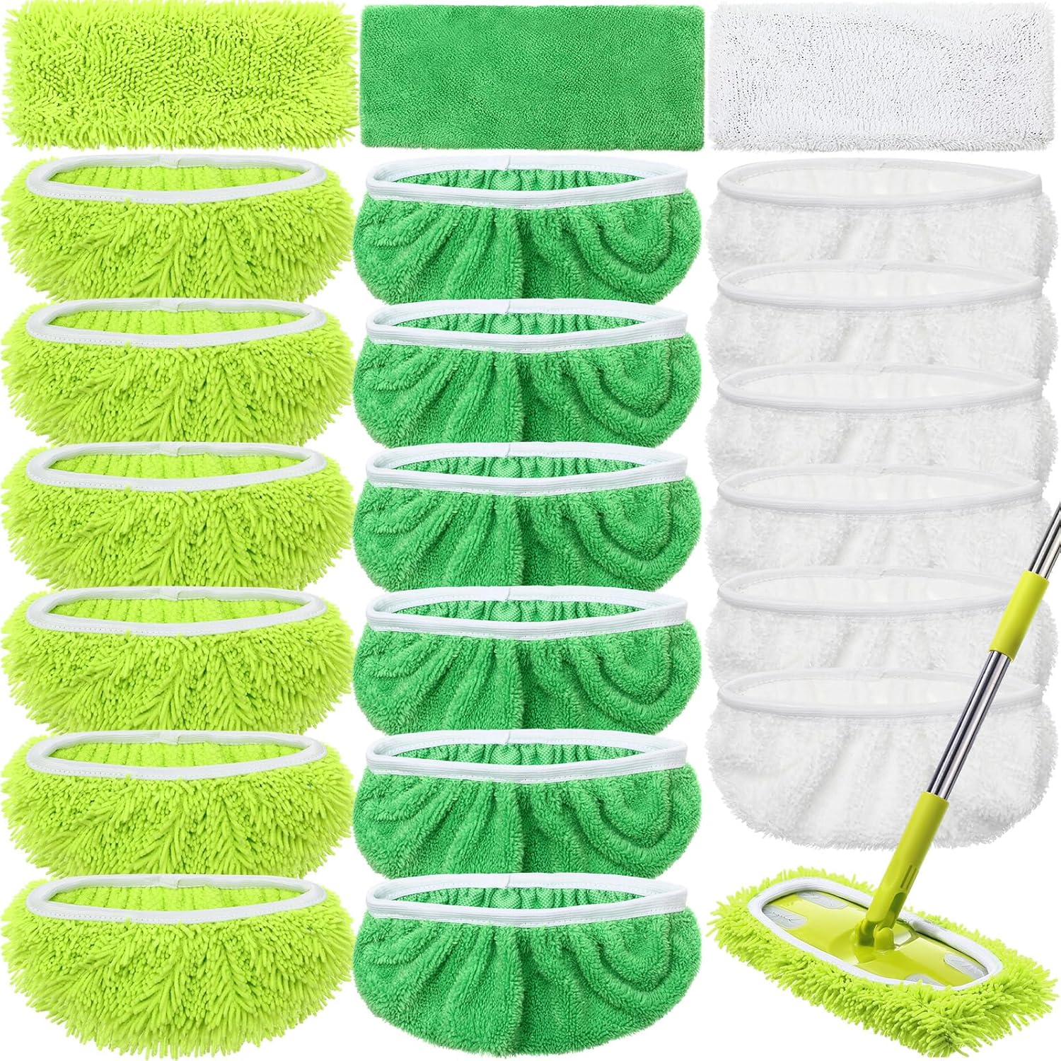 18-Pack Reusable Microfiber Mop Pads for Swiffer Clean Dry Cleaning