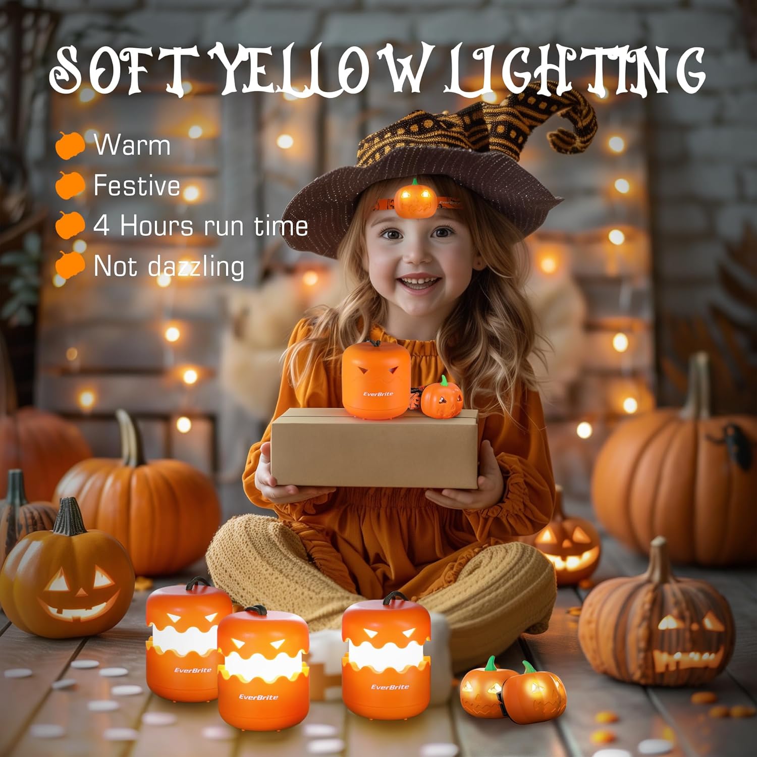 EverBrite Halloween Lantern Headlamp Set 2 of Each with Flashlight