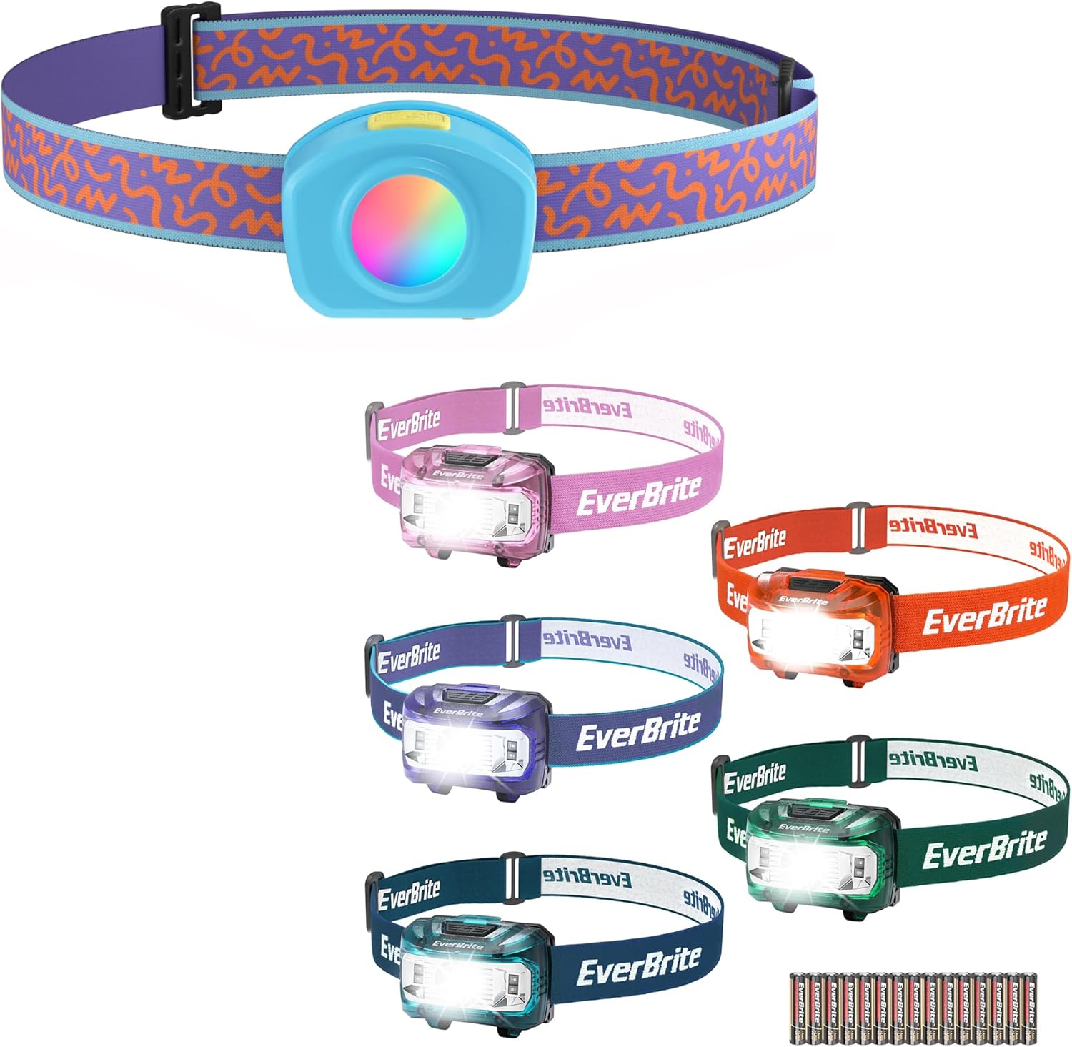 EverBrite 5-Piece Headlamp and Rechargeable Kids Headlamp - Maximize Your Outdoors Adventure