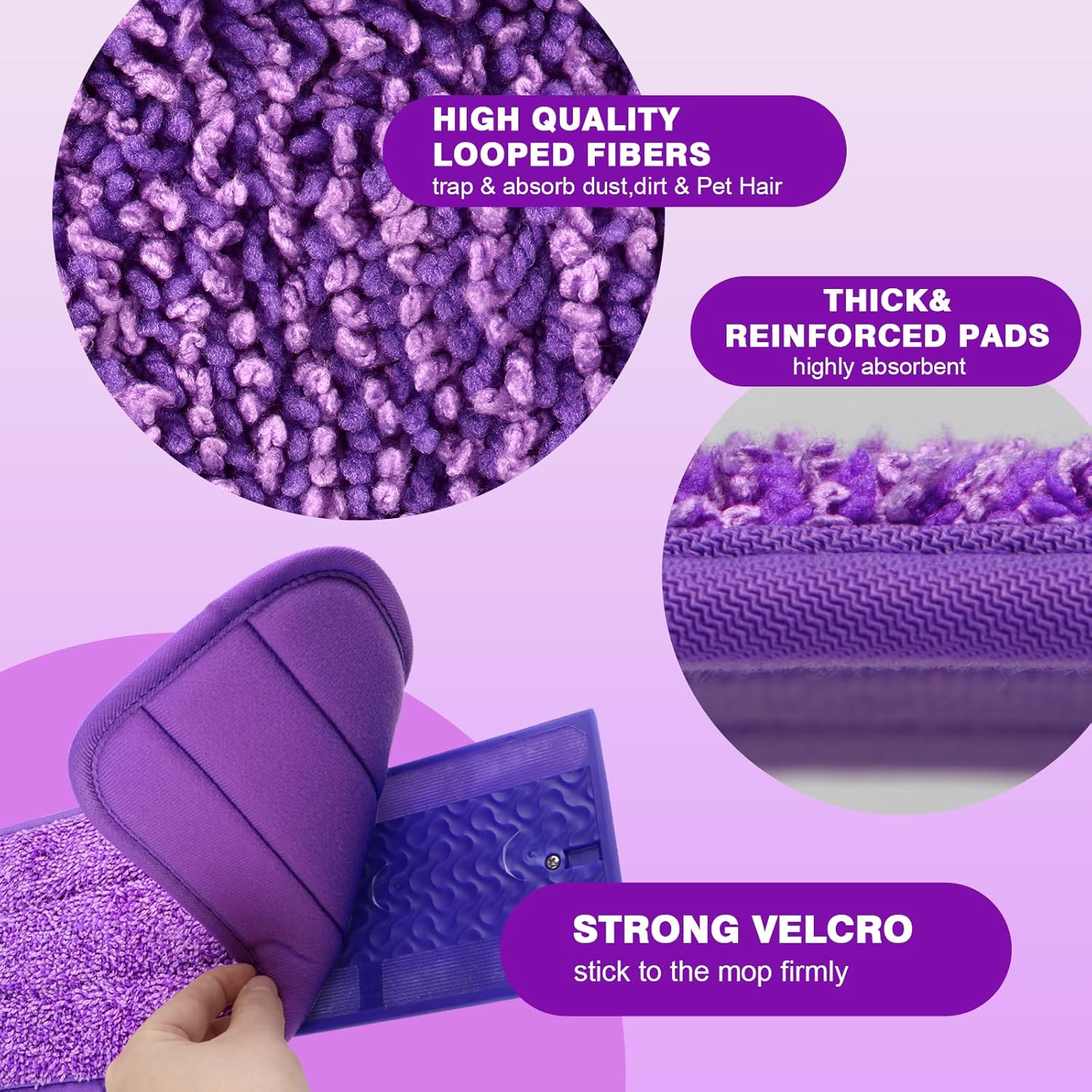 HOMEXCEL Reusable Microfiber Mop Pads 8 Pack