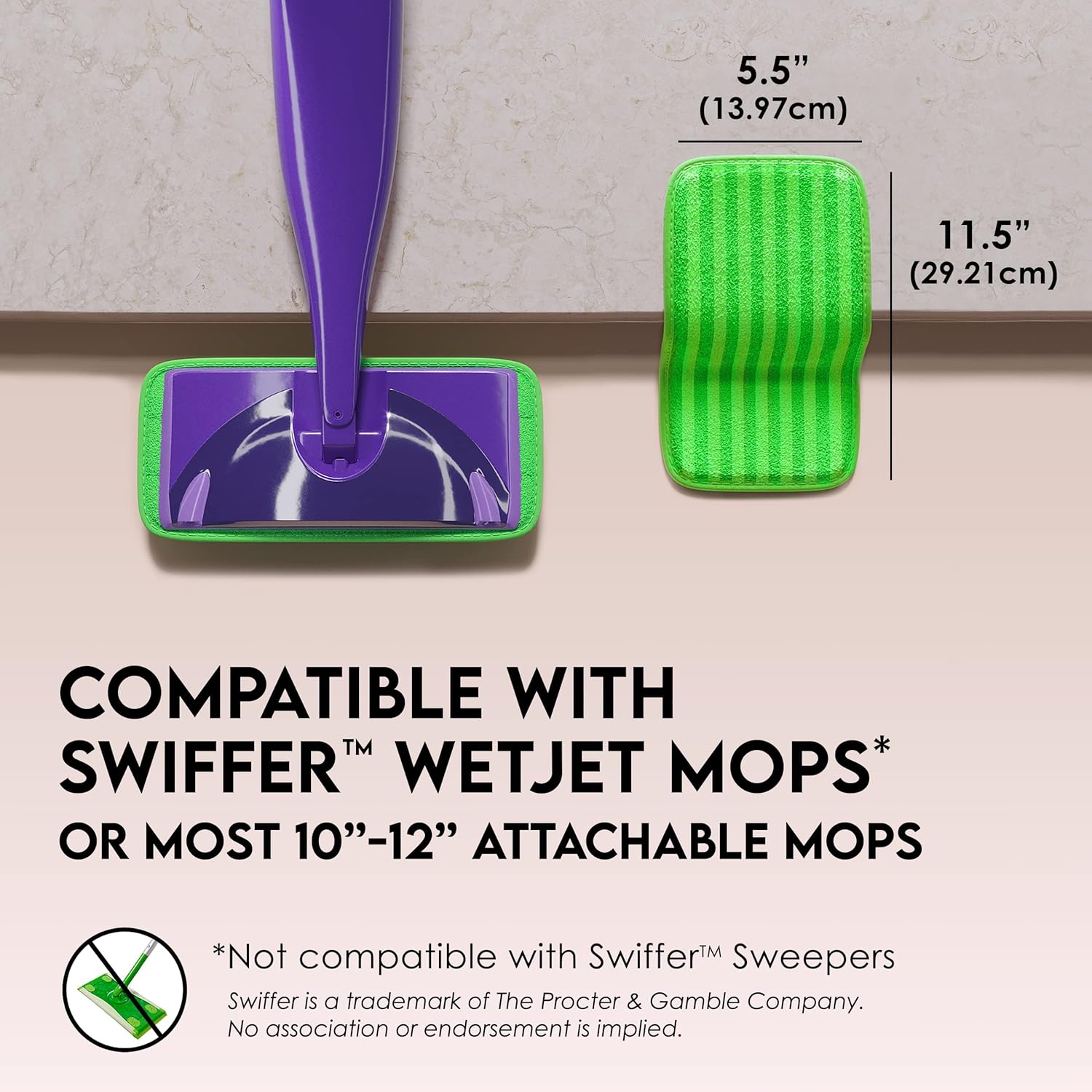 Turbo Microfiber Reusable Floor Mop Pads - Swiffer Wet Jet Compatible Refills