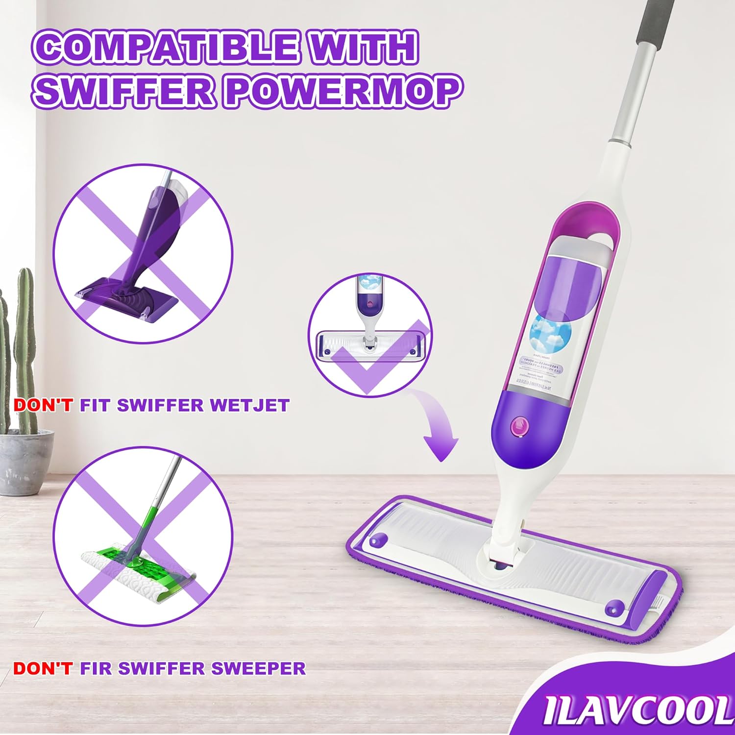 4 Pack Reusable Mop Pads for Swiffer PowerMop