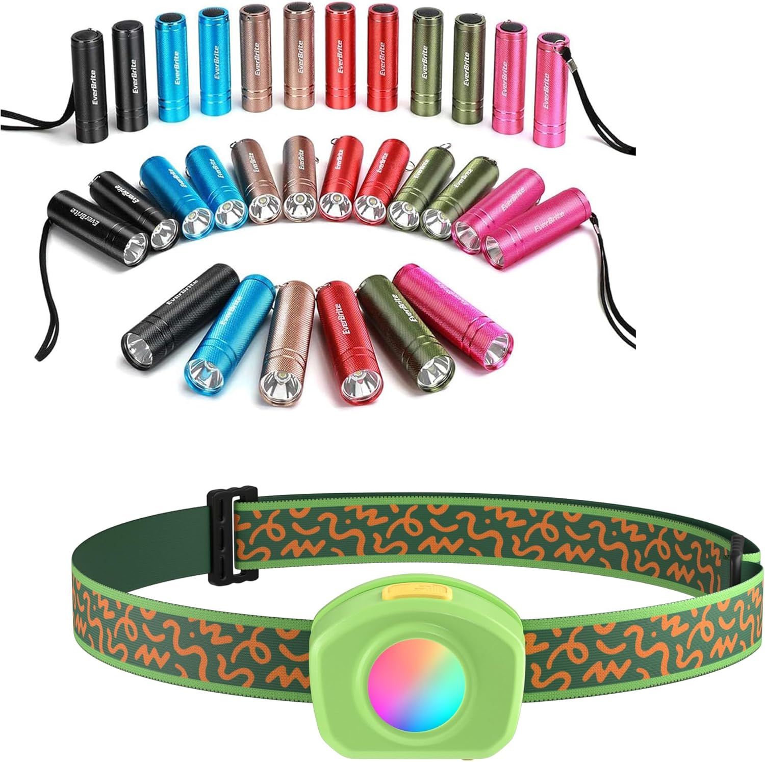 30-Pack Mini Flashlights Set Rechargeable Headlamp for Kids