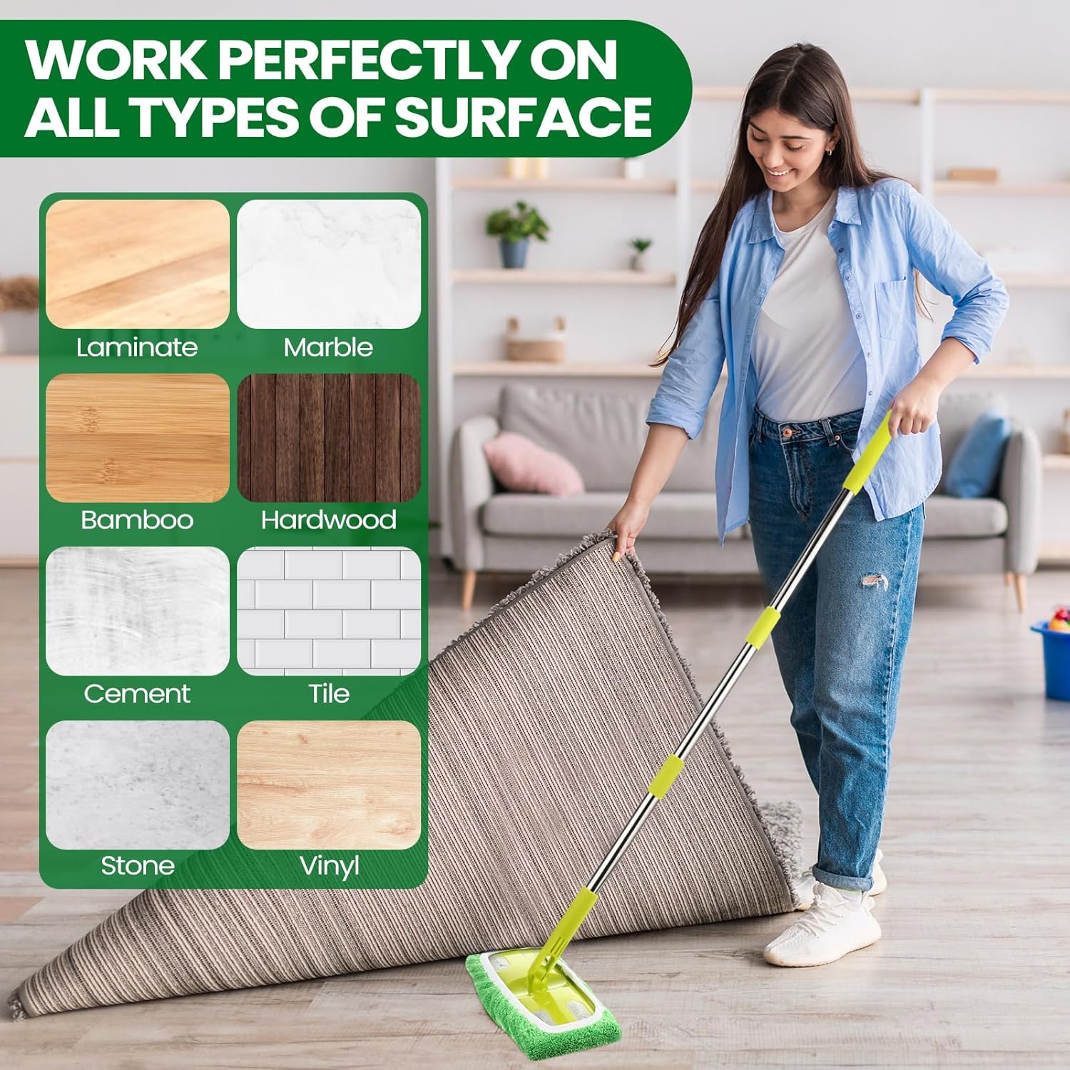 18-Pack Reusable Microfiber Mop Pads for Swiffer Clean Dry Cleaning