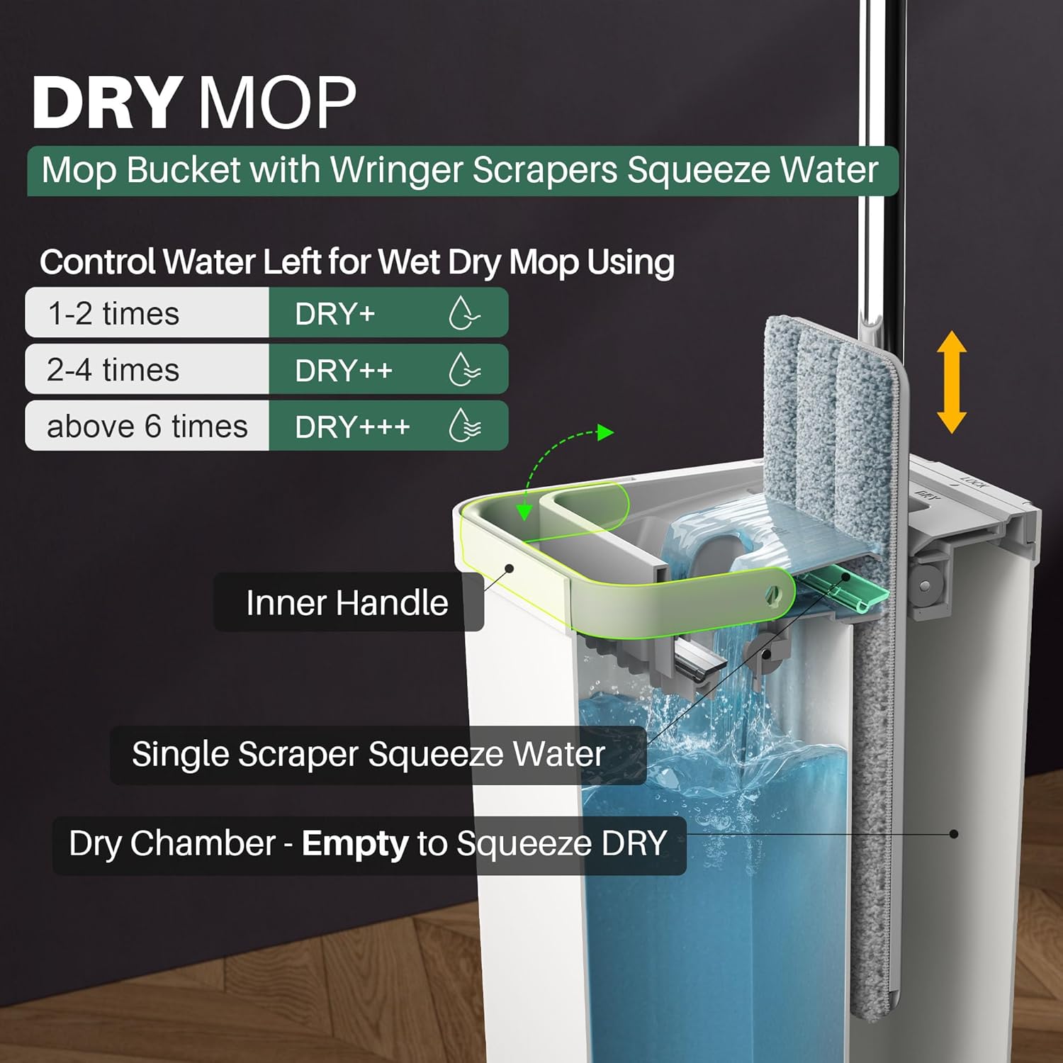 JOYMOOP Mop and Bucket with Wringer Set White