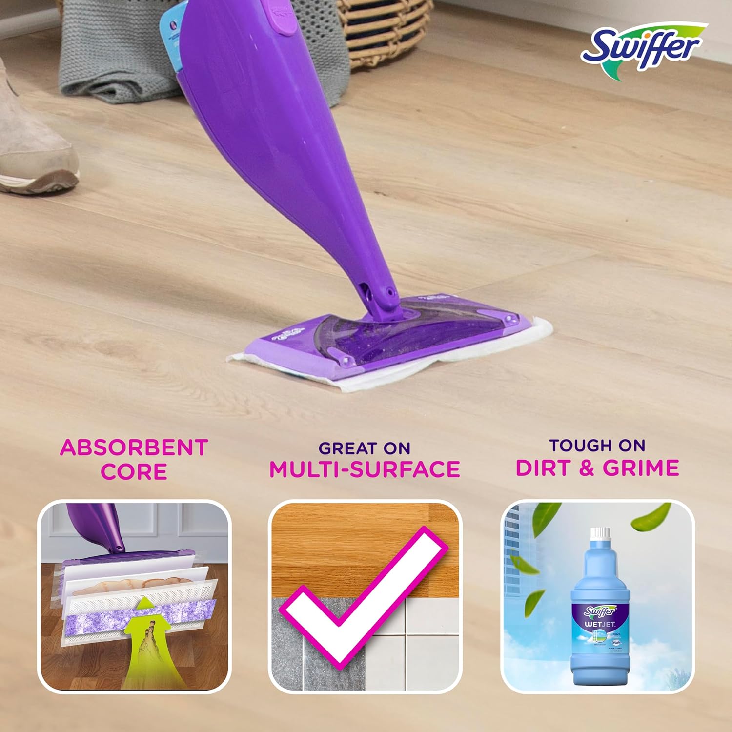 Swiffer WetJet Hardwood Floor Cleaner Spray Mop Pad Refill 24 Count
