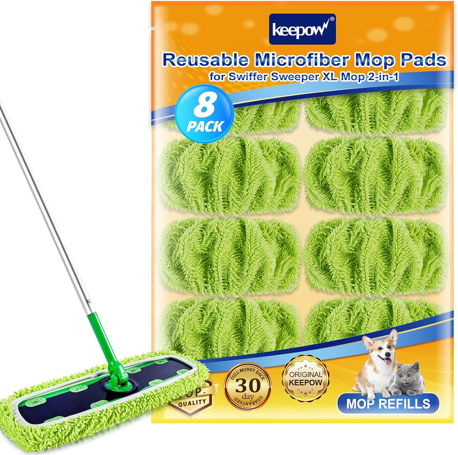 KEEPOW Reusable XL Mop Pads for Swiffer XL Sweeper