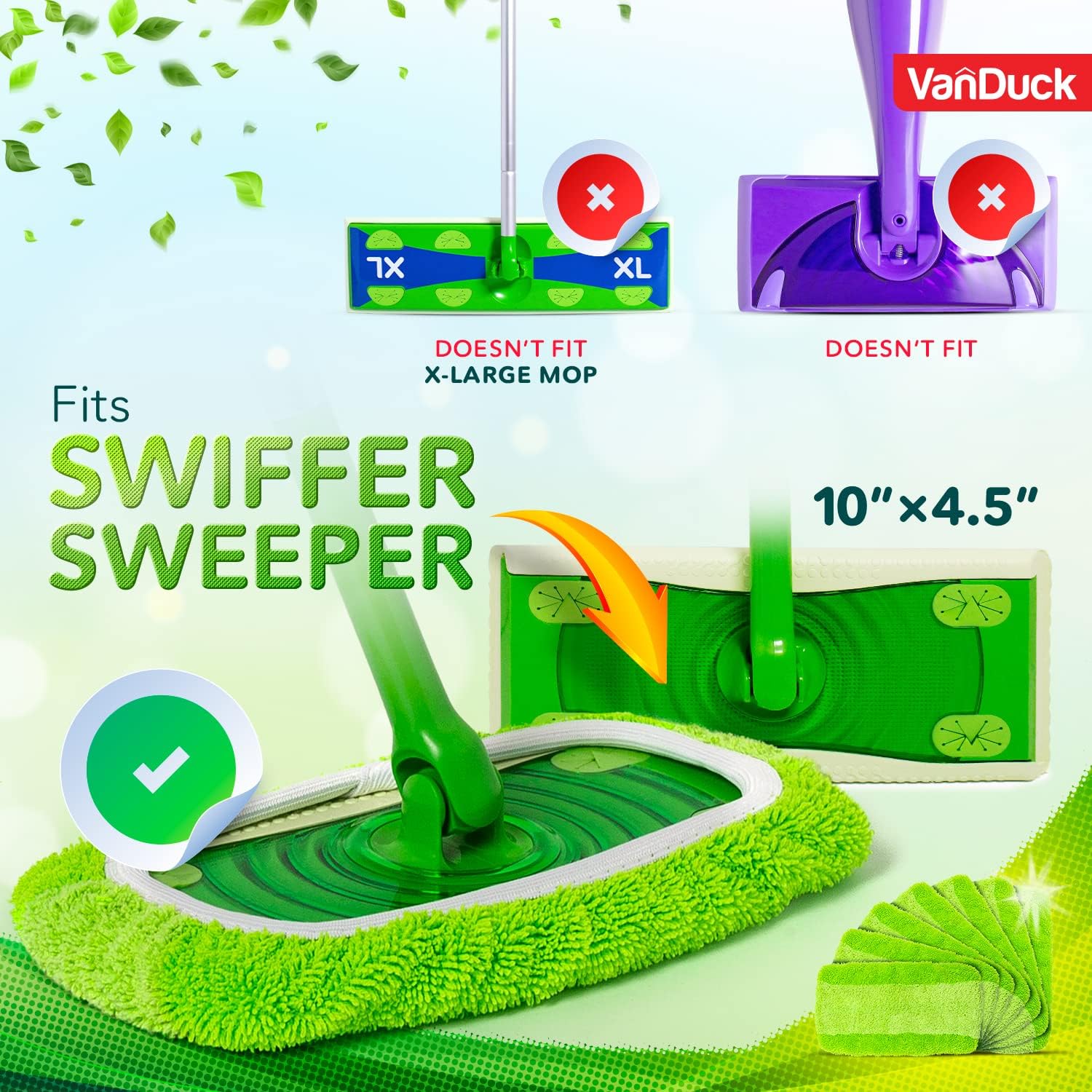 VanDuck Reusable Mop Pads 4-Pack for Swiffer Sweeper