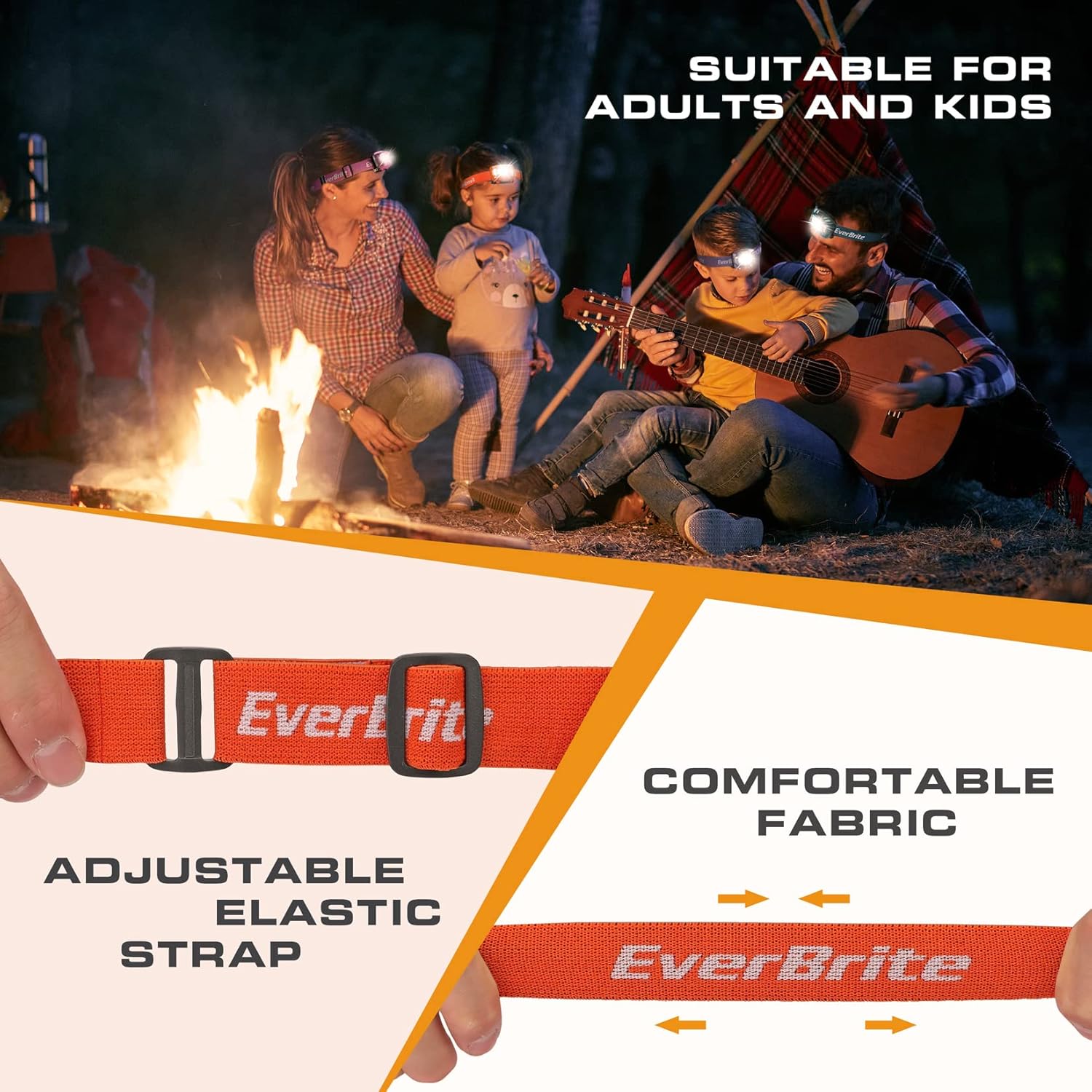 EverBrite Rechargeable Headlamp 7 Lighting Modes - Dual Switches Memory Function