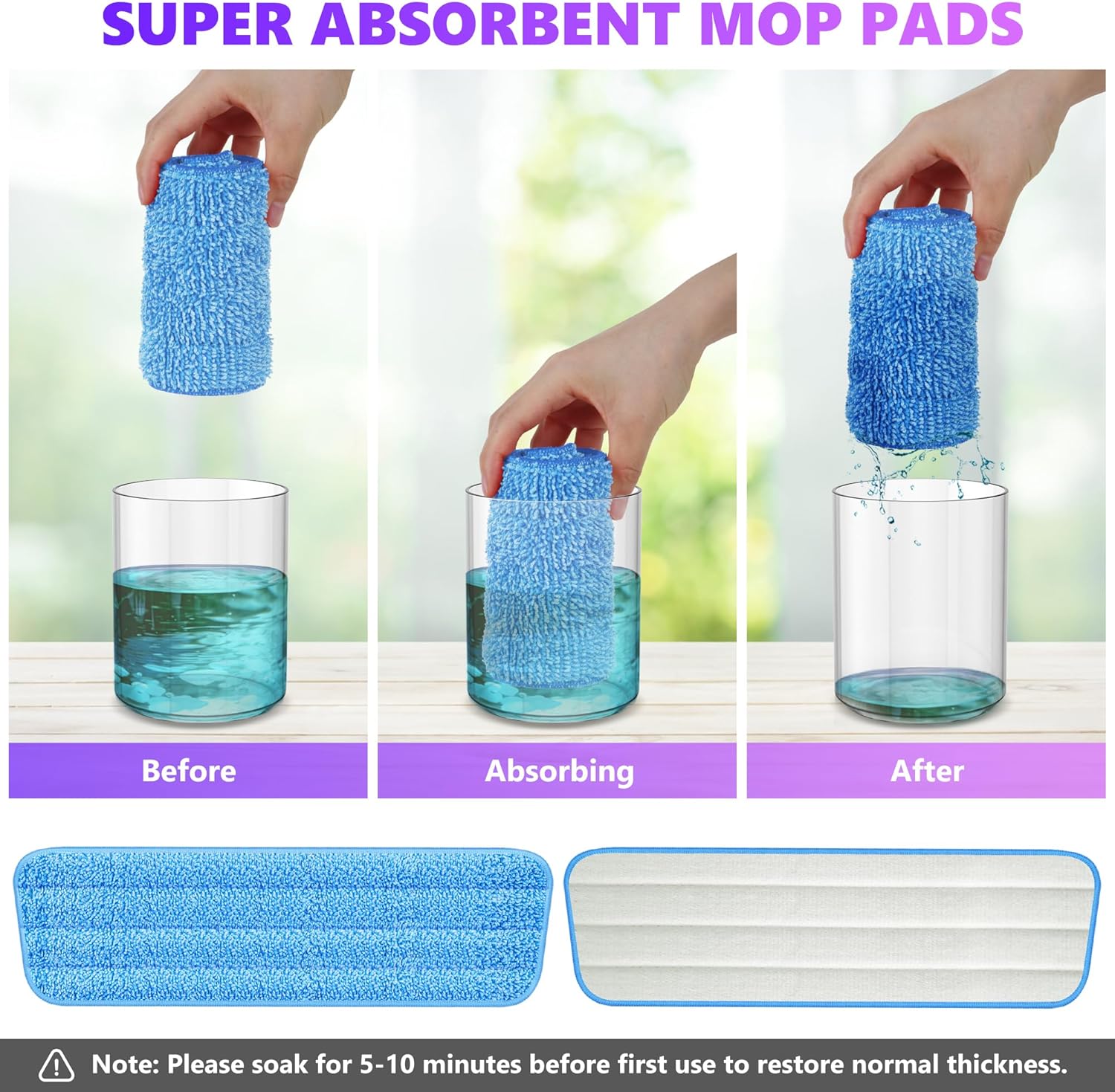 Eco-Friendly 6-Pack Mop Pads for 13-15 Mops