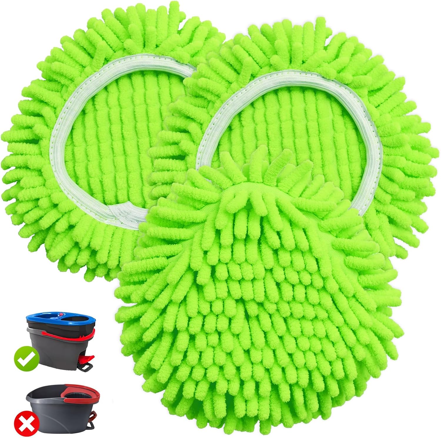 DLAIMI 3 Pack Spin Mop Refill Heads for RinseClean 2 Tank System