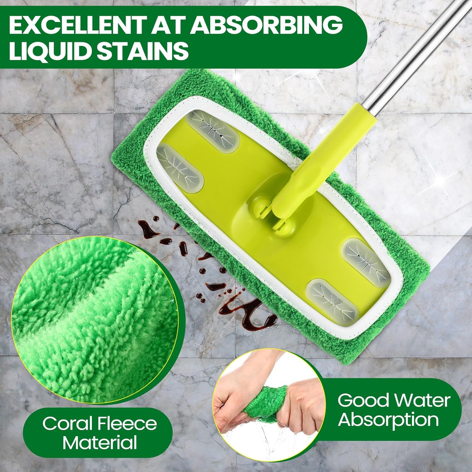 18-Pack Reusable Microfiber Mop Pads for Swiffer Clean Dry Cleaning