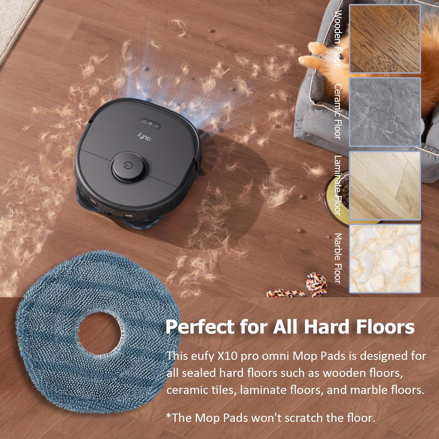 6-Piece Upvote Mop Pads for X10 Pro Omni Robot Vacuum