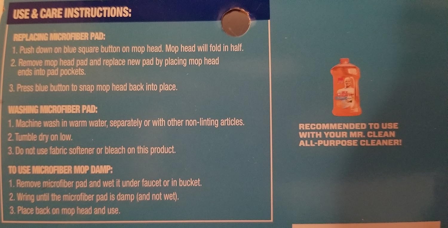 Mr Clean Durable Microfiber Refill for Wet Dry Mopping
