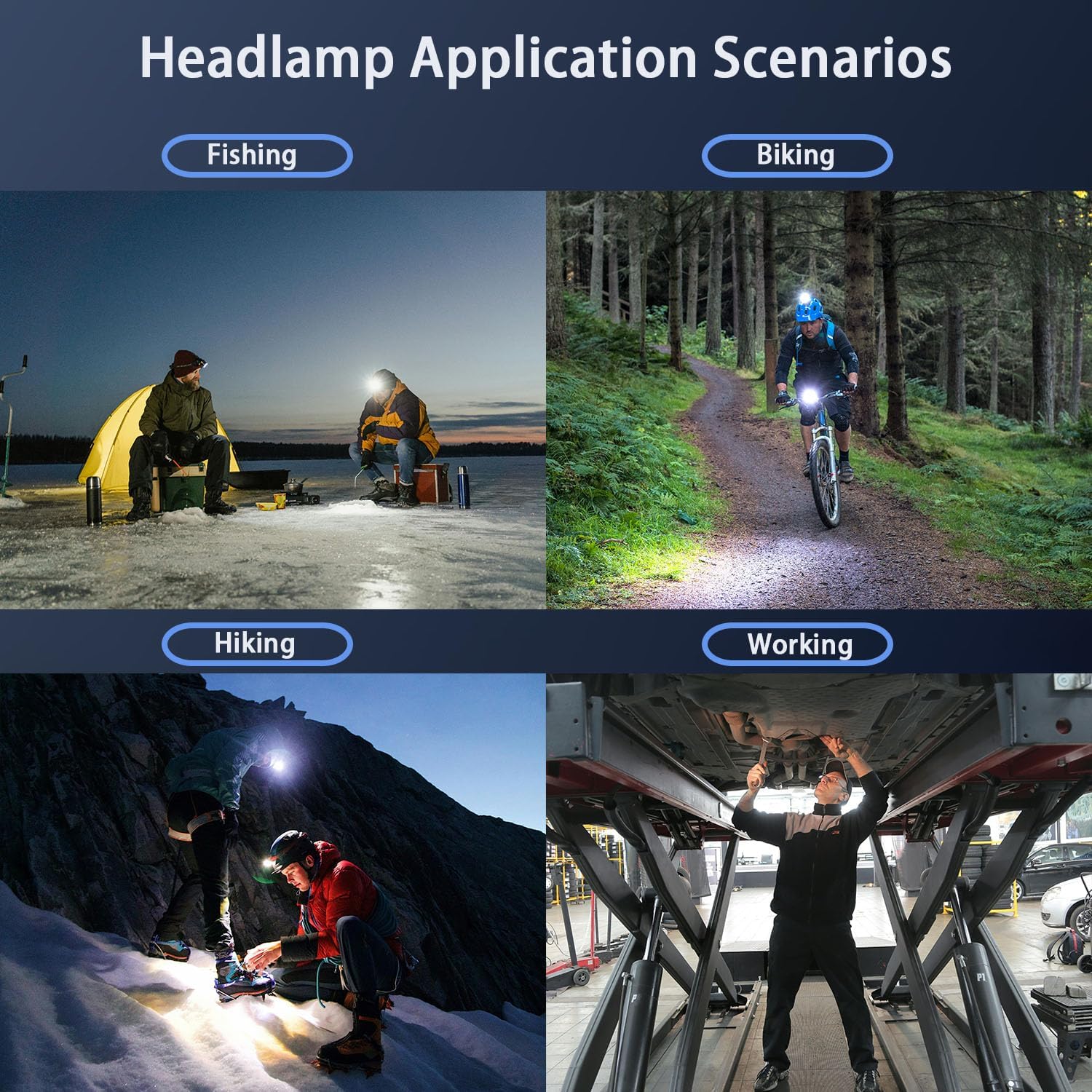 Leaphanie 7-in-1 LED Headlamp Waterproof Rechargeable 50h Adjustable