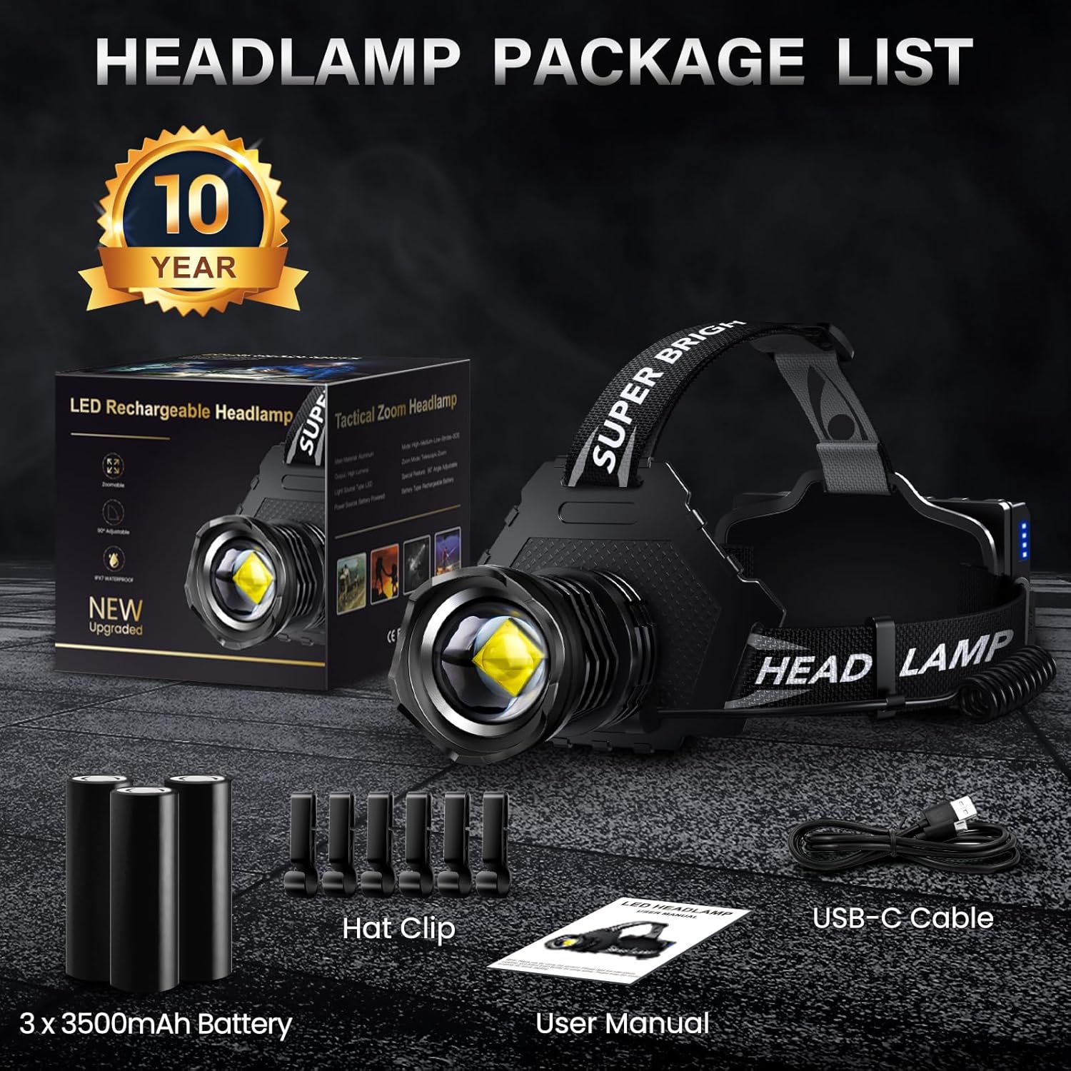 orsch_midfielder 990000 High Lumens Rechargeable Headlamp