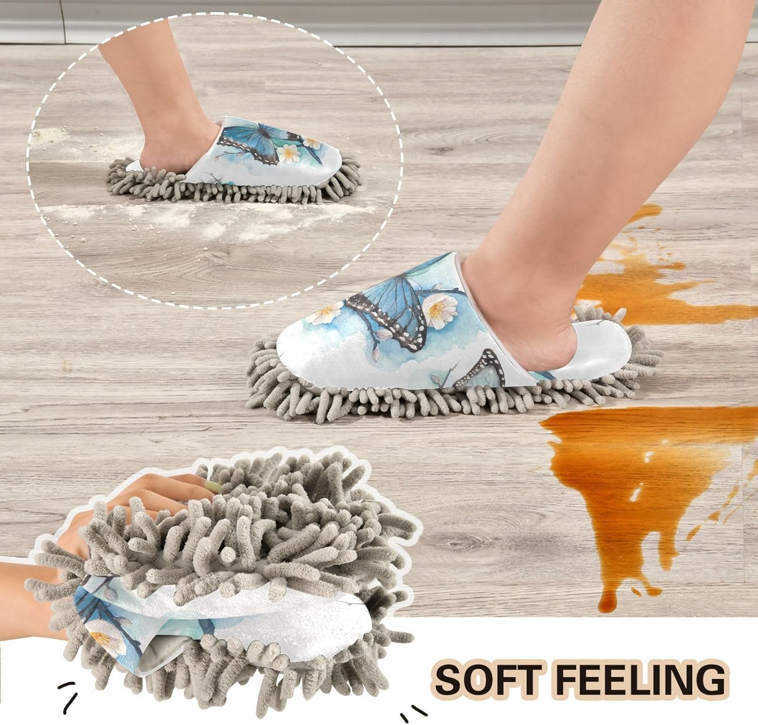 Kigai Microfiber Slippers Butterfly Floral