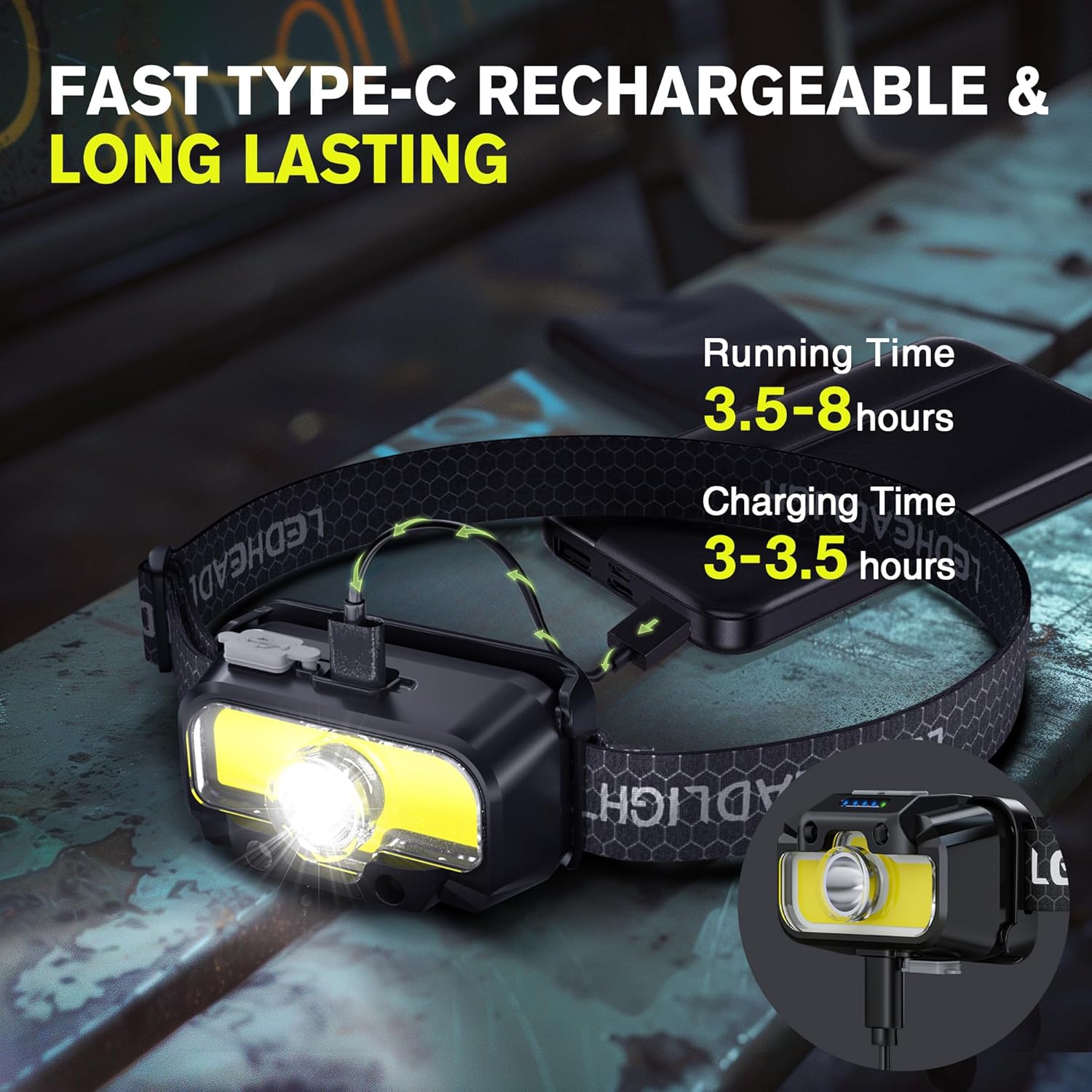 Favorlite Headlamp Rechargeable 2-Pack 1300 Lumen White
