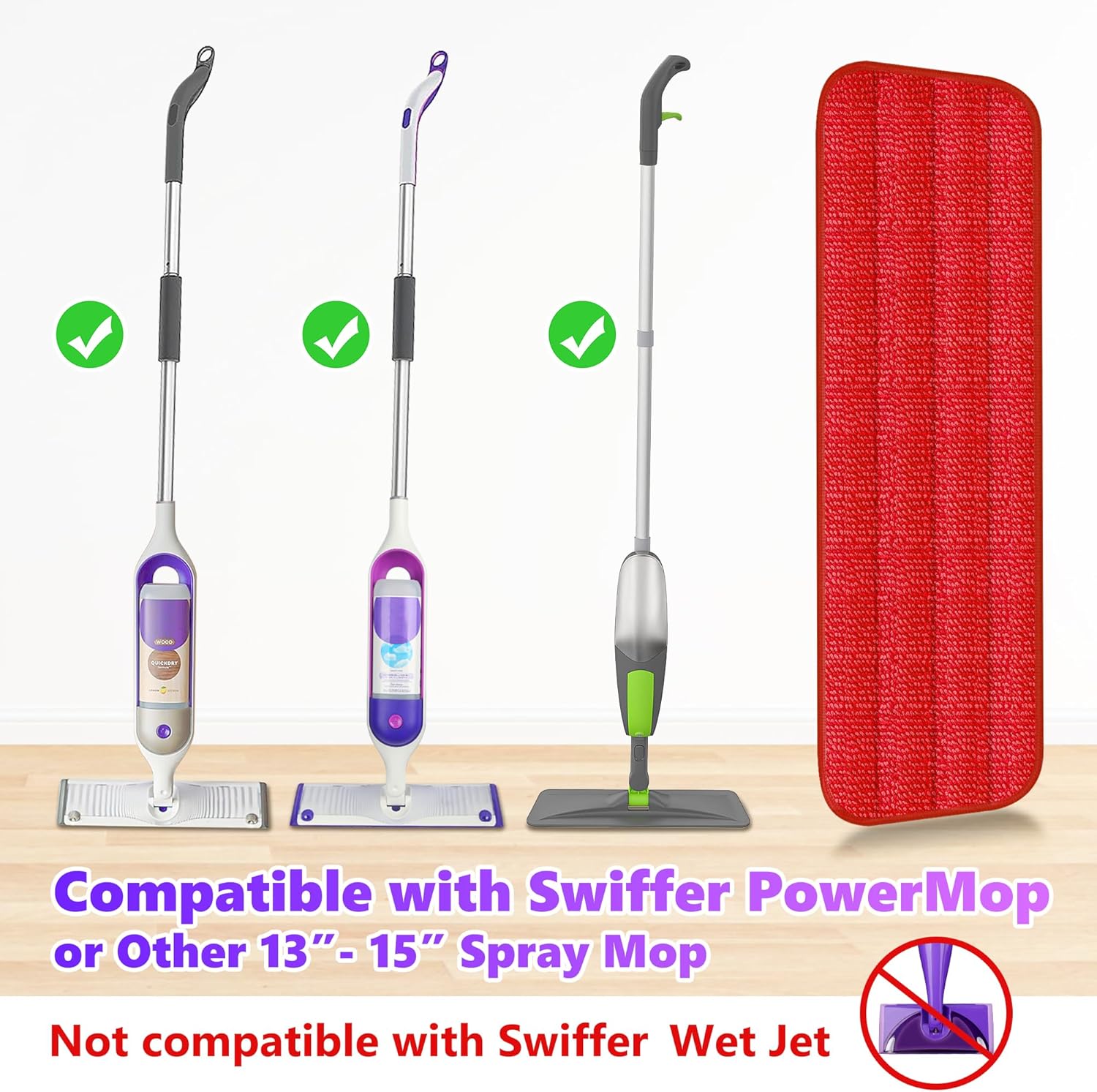 Eco-Friendly 6-Pack Mop Pads for 13-15 Mops