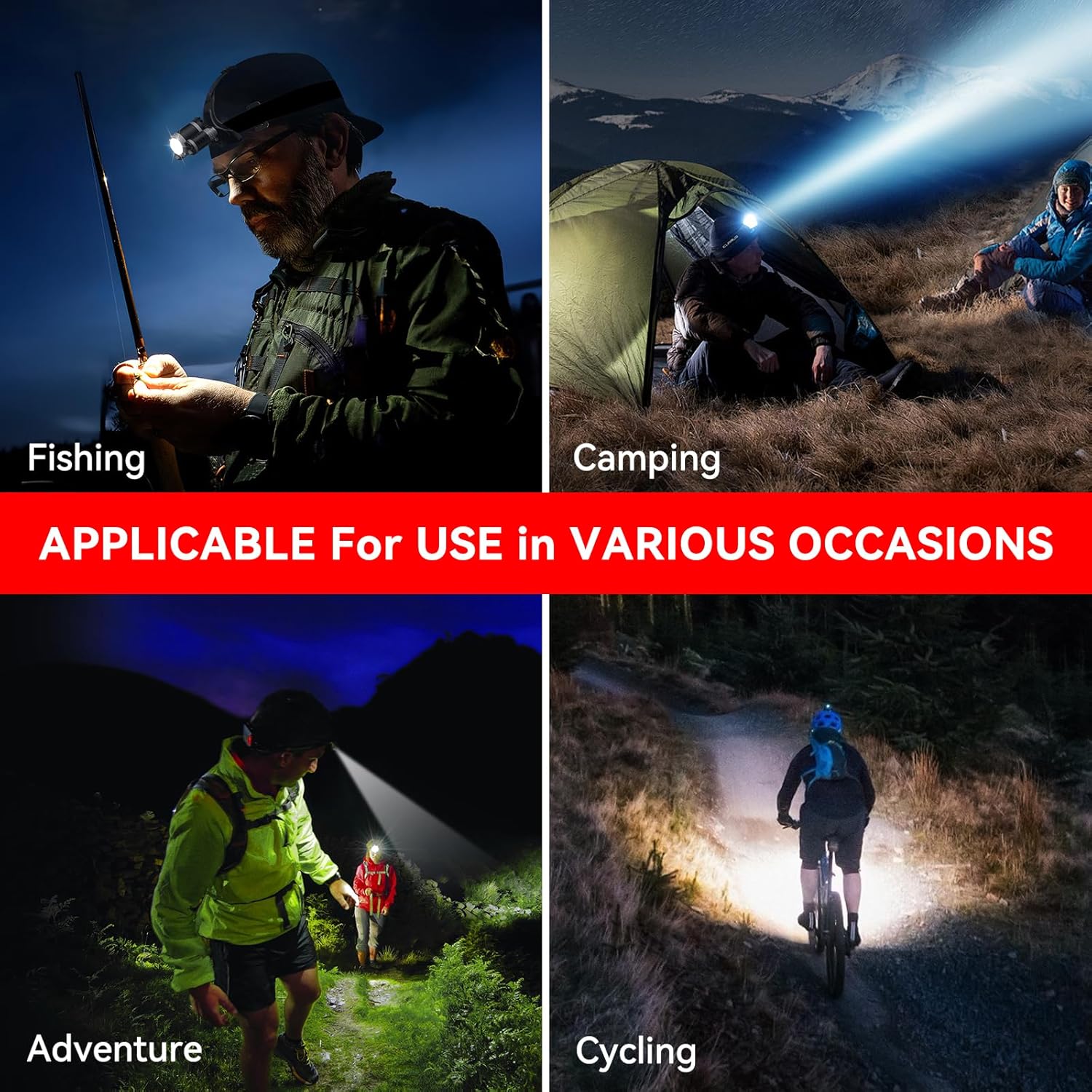 WdtPro Dual Rechargeable Headlamp with 3 Modes and 90 Adjustment