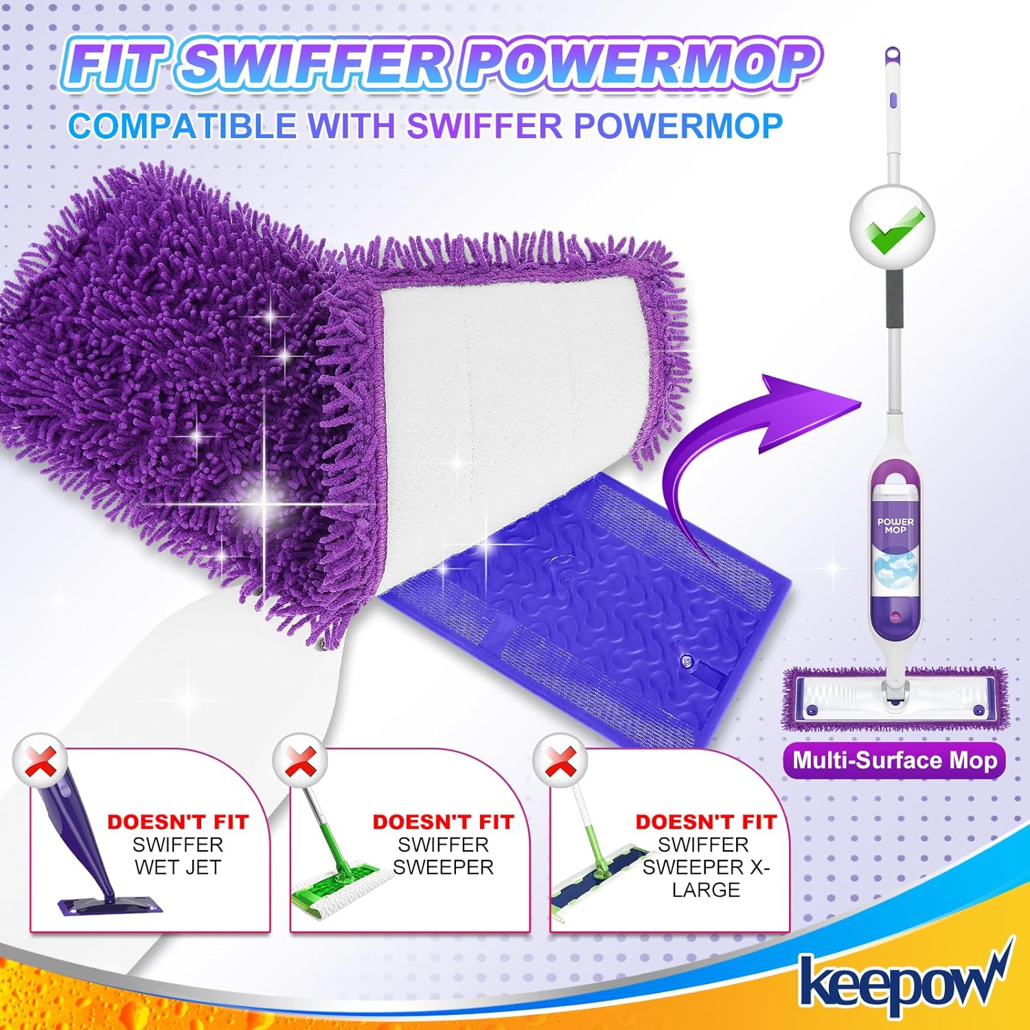 Keepow Reusable Power Mop Refill Pads