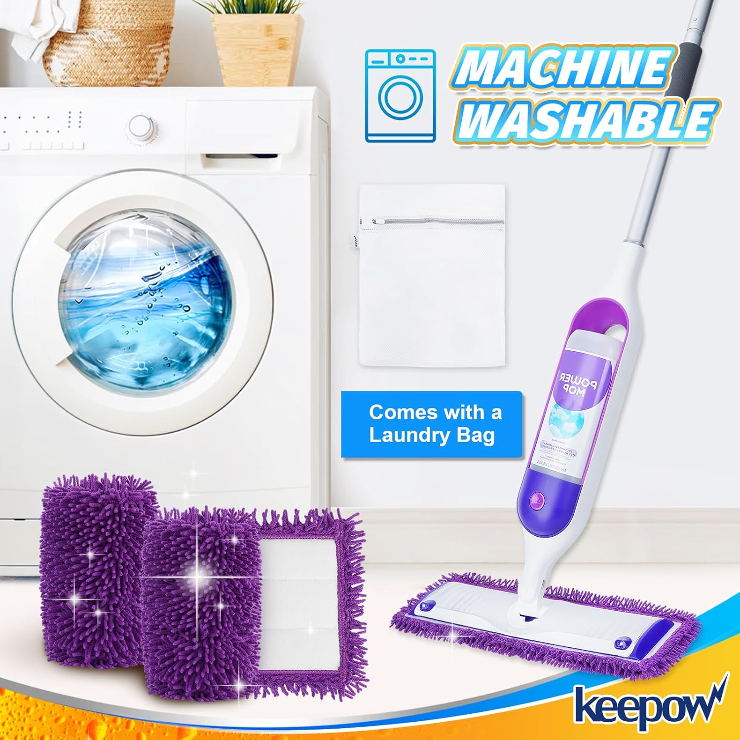 Keepow Reusable Power Mop Refill Pads