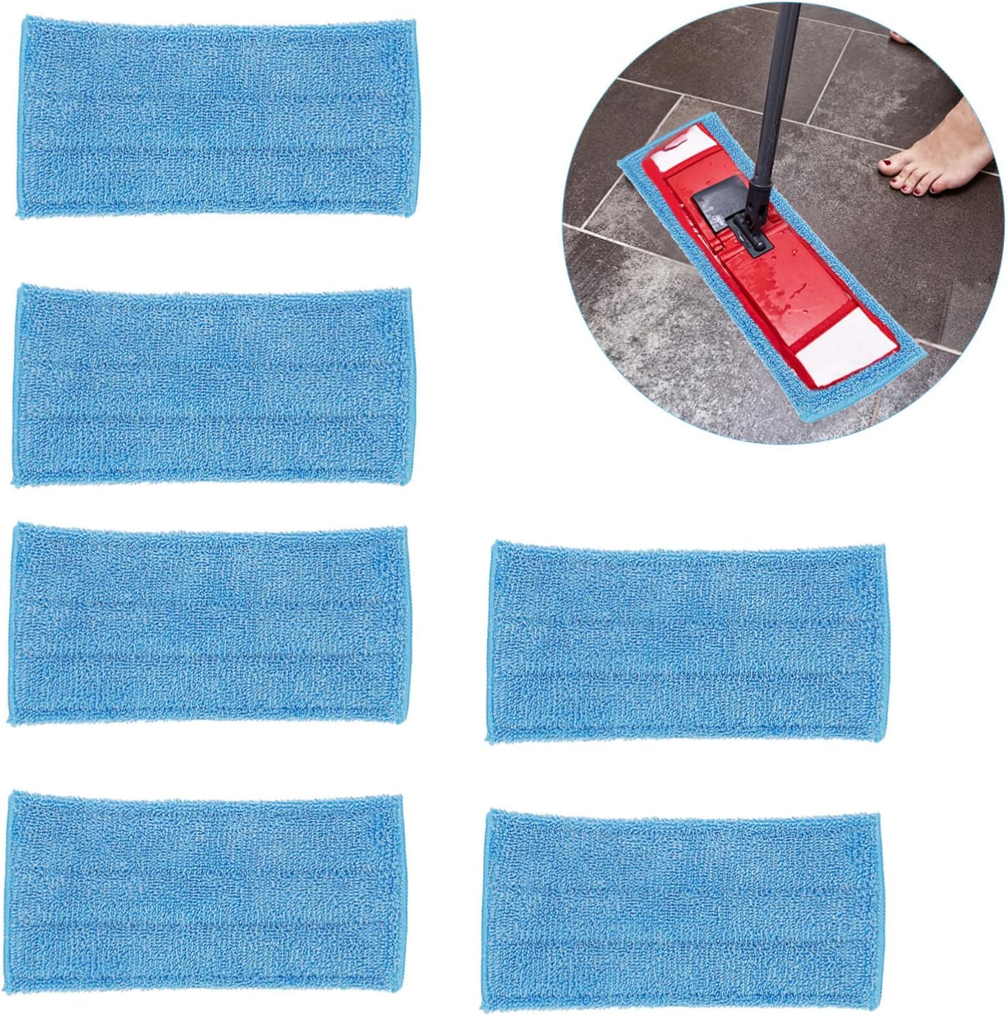 Mop Replacement - Blue Mop Cloth - 6-pack Replacement for Steam Mops