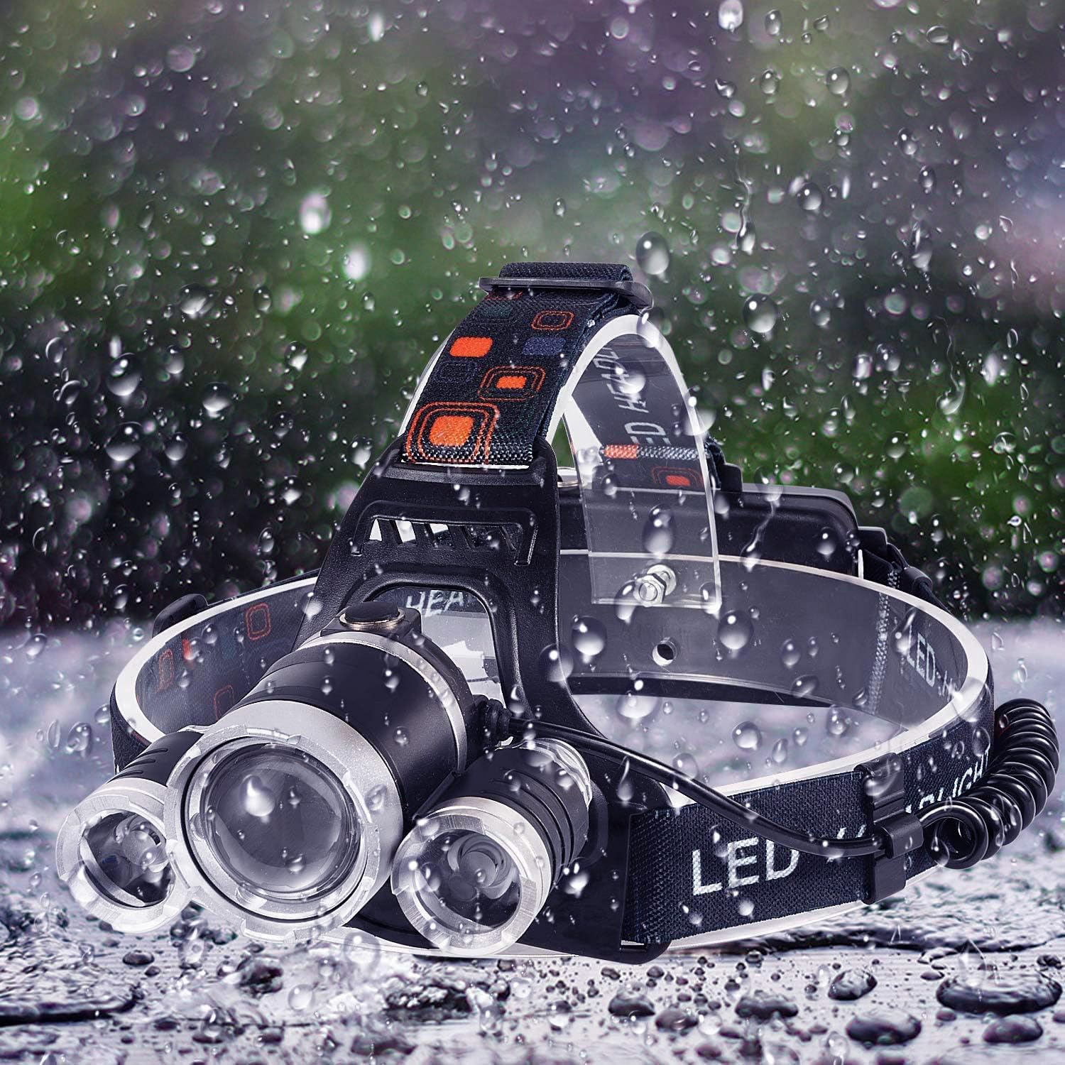 WalkThree rechargeable LED headlamp for adults camping hiking running