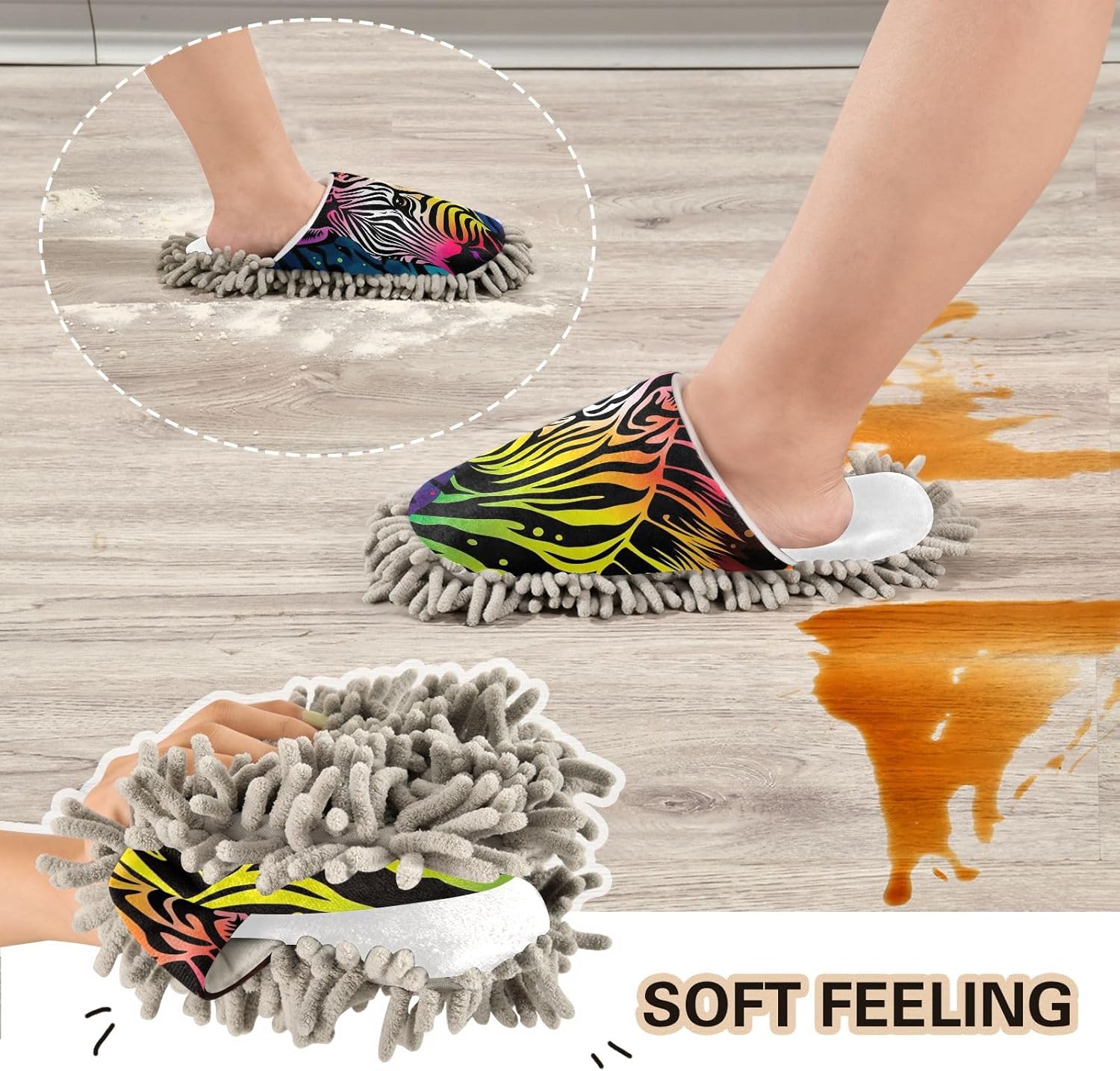 White Zebra Mop Slippers for Floor Cleaning