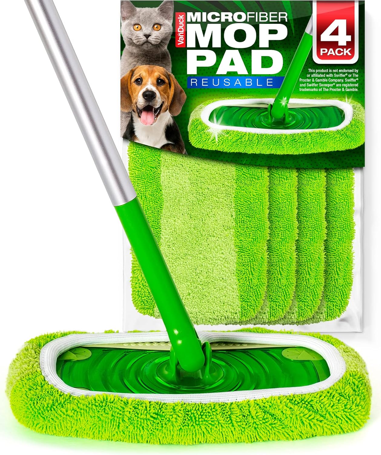VanDuck Reusable Mop Pads 4-Pack for Swiffer Sweeper