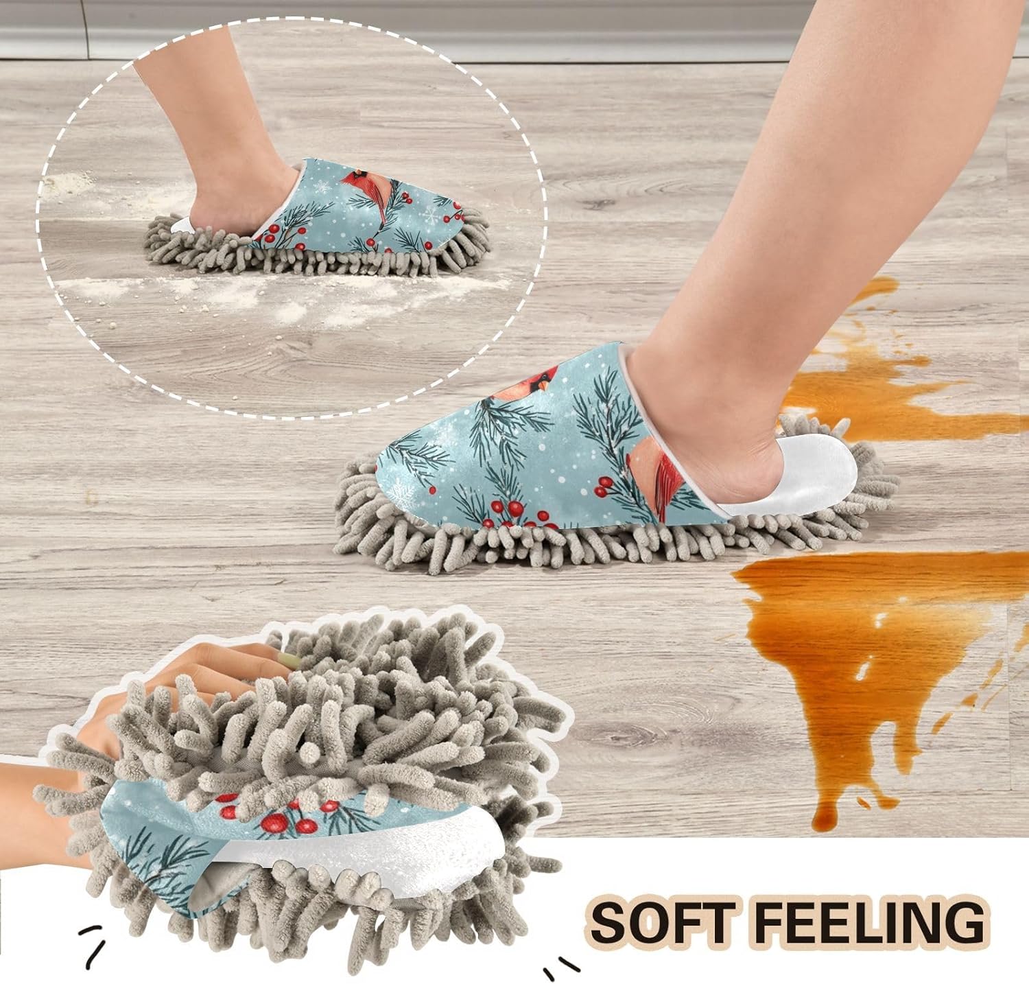 Cozy White Christmas Mop Slippers