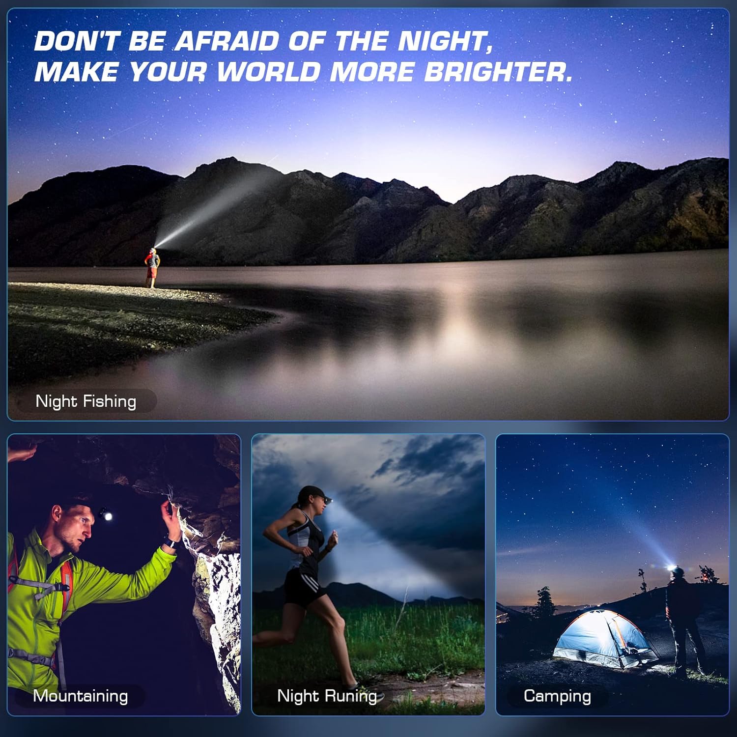 BROVAVE Rechargeable Headlamp 100000 Lumens Red Safety Lights 4 Modes IPX6 Waterproof