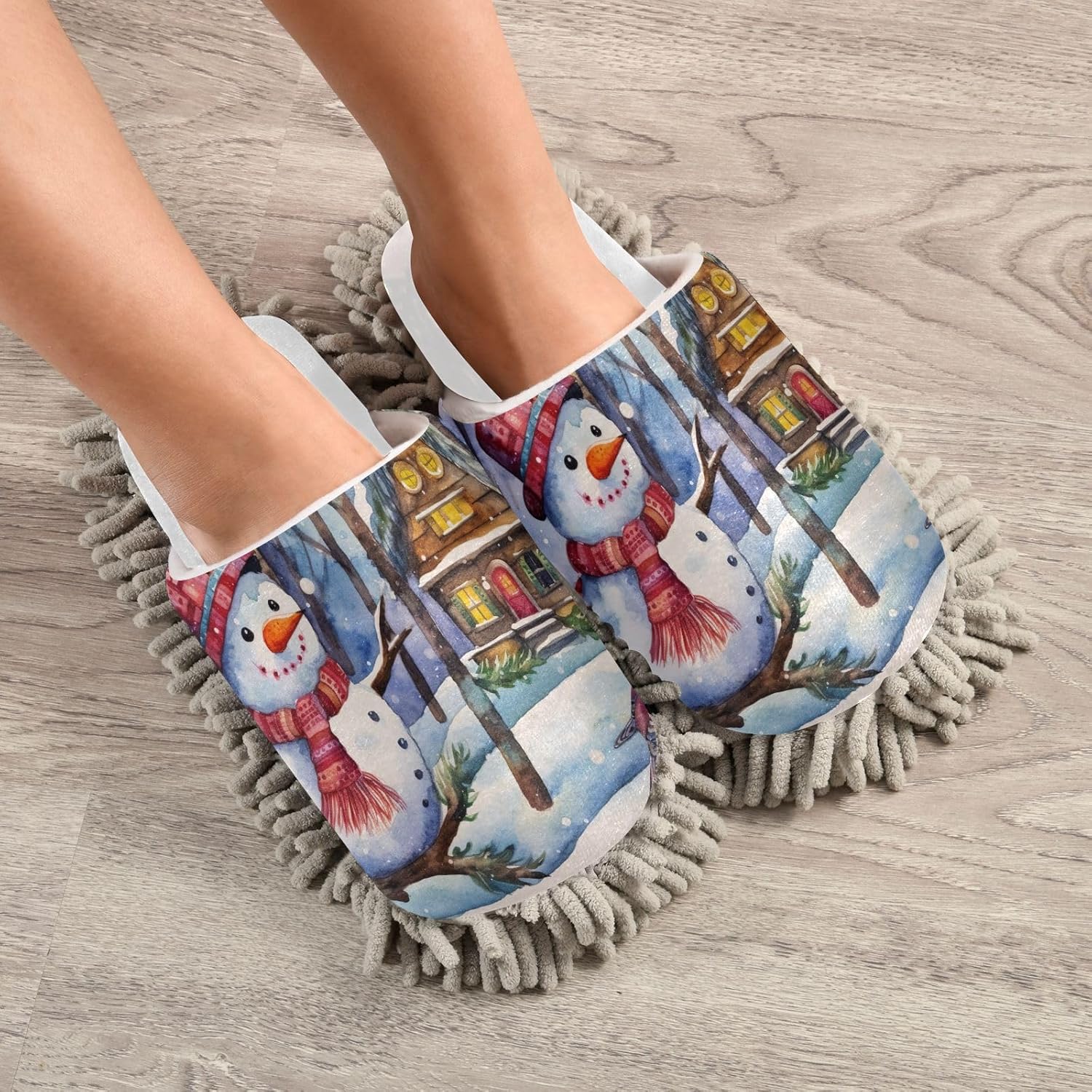 RunningBear White House Snowman Mop Slippers