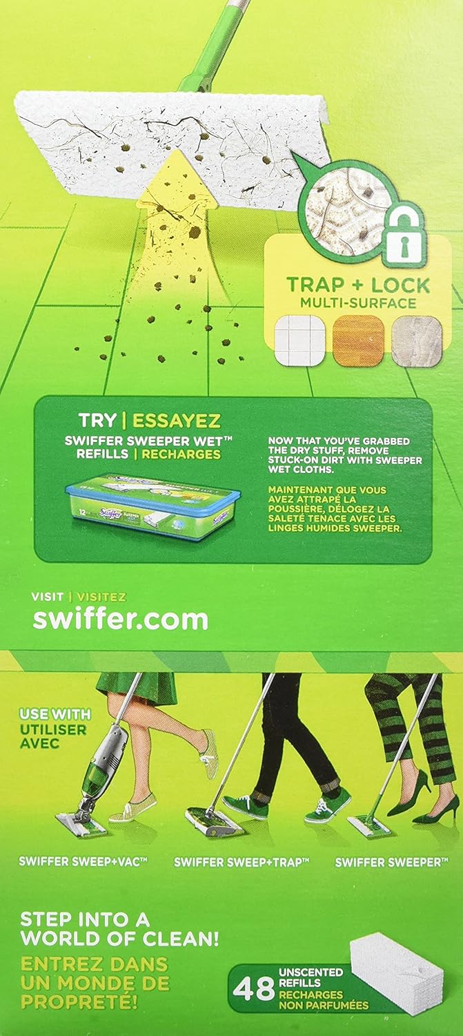 Swiffer Sweeper Dry Sweeper 48-Piece Refill Multi-Surface Durable Dust Mops