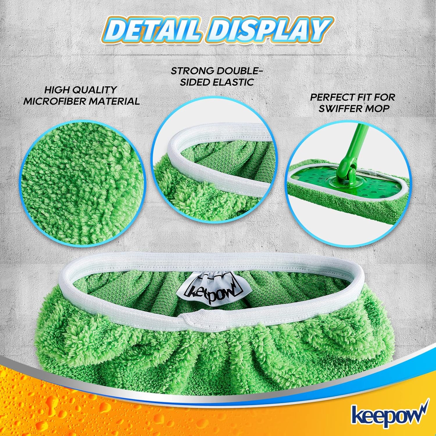 KEEPOW Reusable Wet Pads Refills Compatible with Swiffer Sweeper Mop