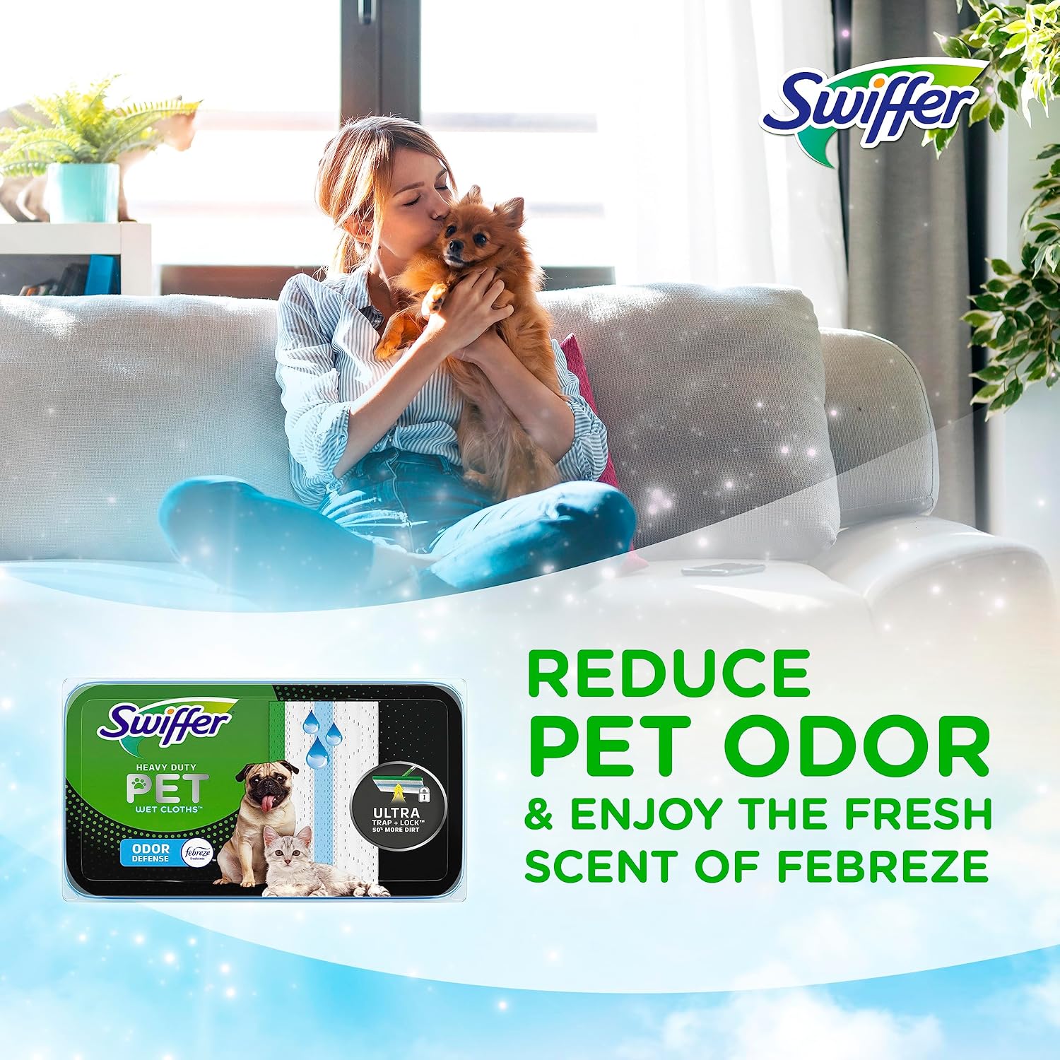 Swiffer Sweeper Pet Heavy Duty Deep Clean Multi-Surface Wet Cloth